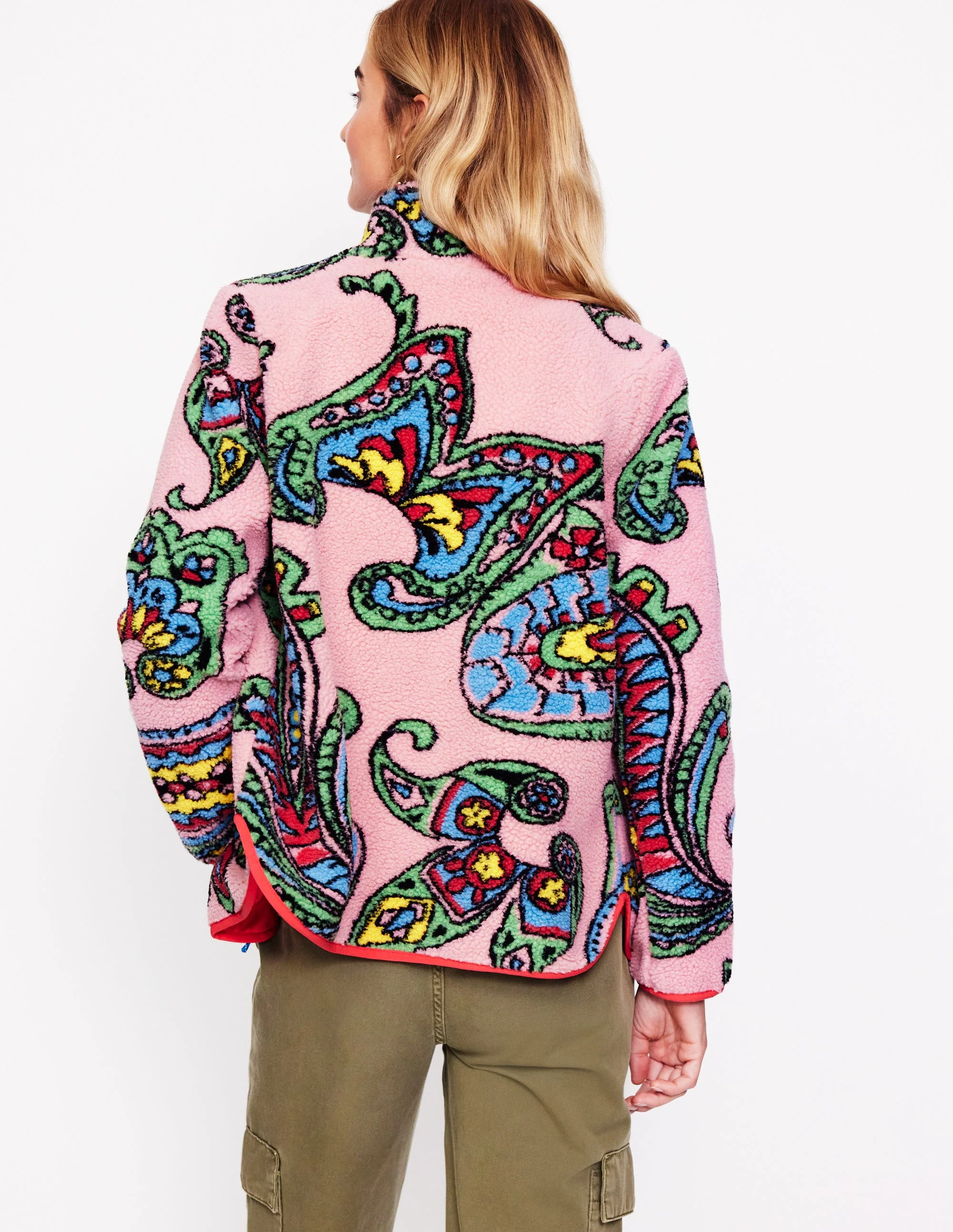 Truro Teddyfell-Fleecejacke-Charm-Rosa, Paisley Welle Groß - Image 3
