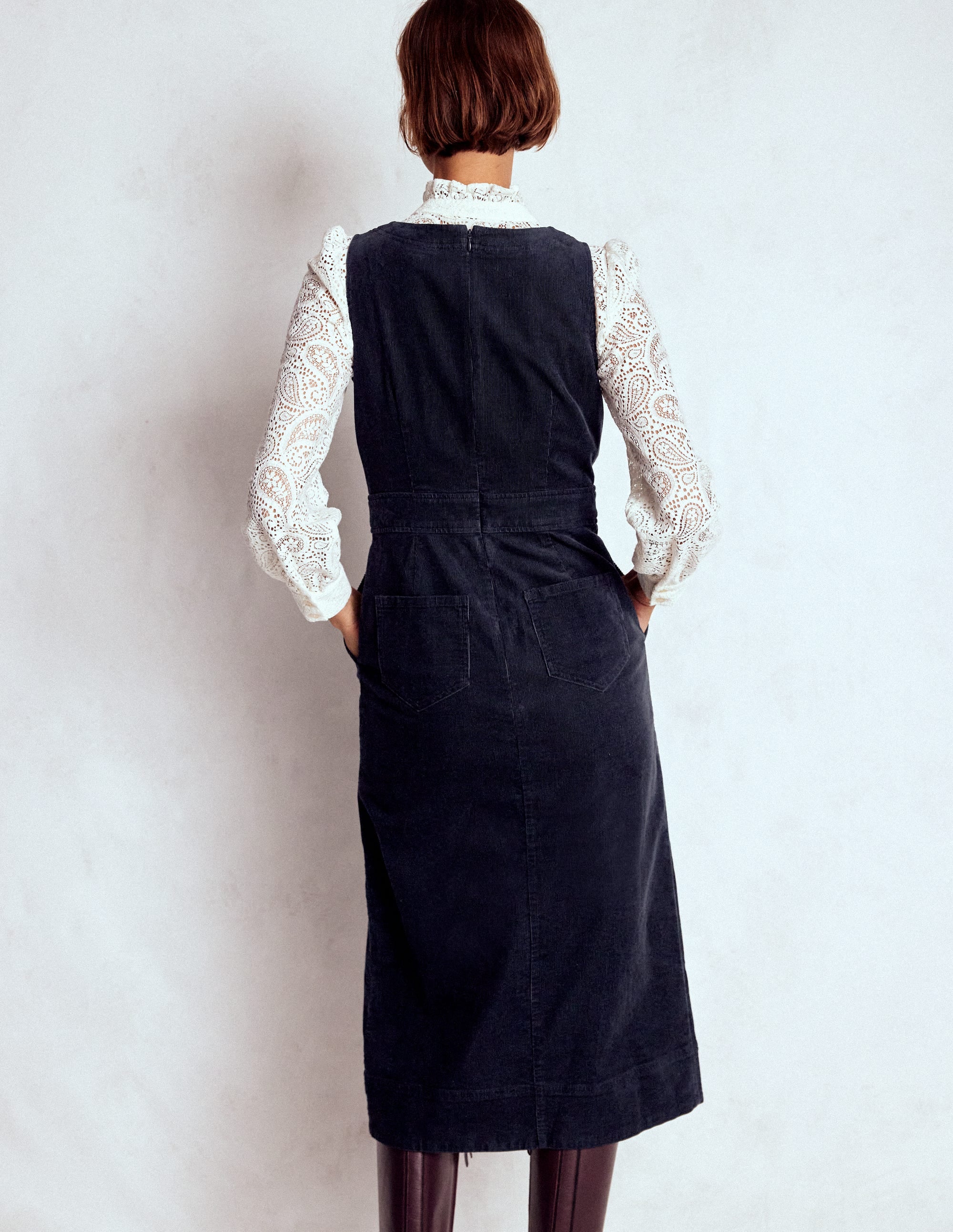 Ula Cord-Midikleid mit Kellerfalte-Mitternachtsblau - Image 3