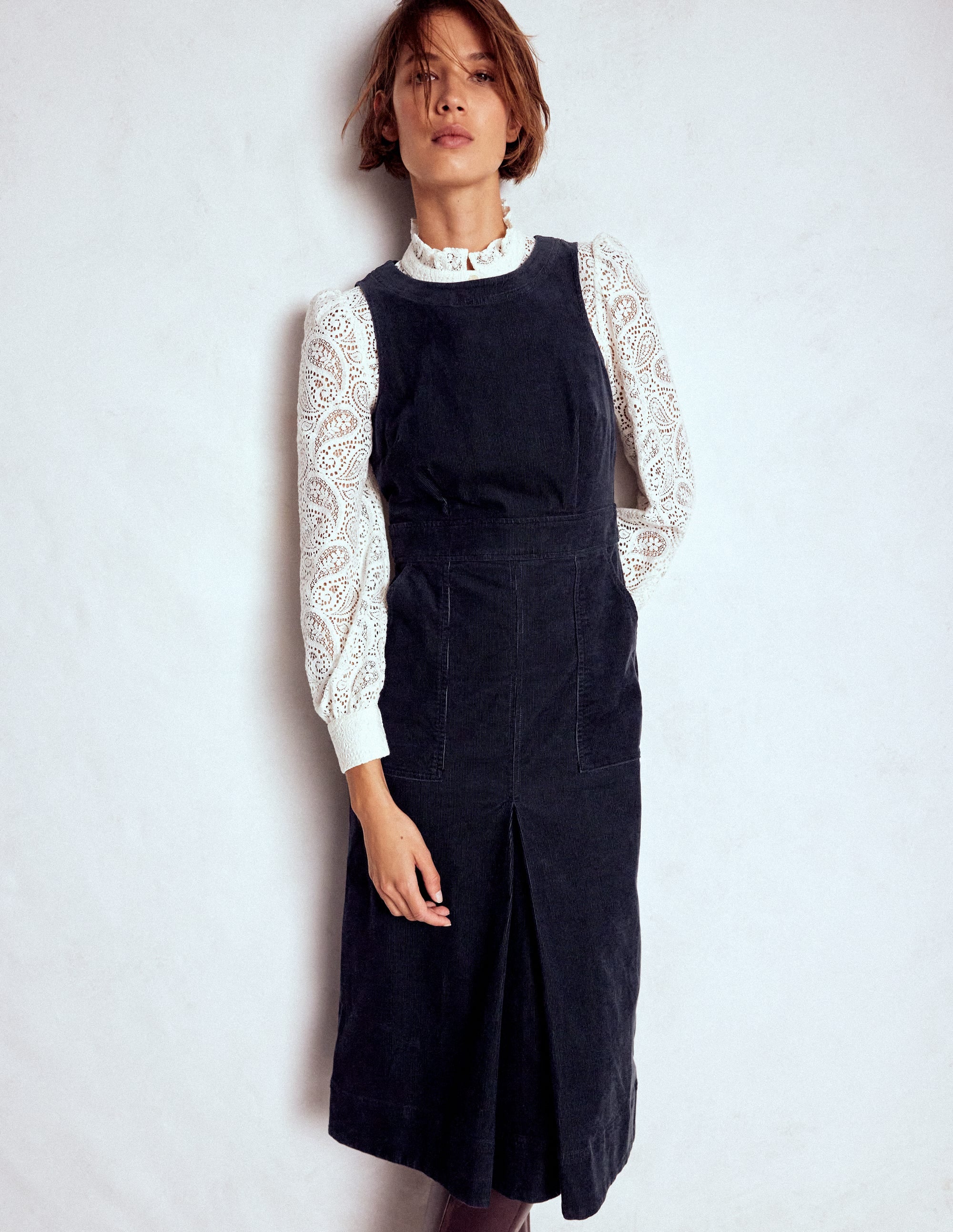 Ula Cord-Midikleid mit Kellerfalte-Mitternachtsblau - Image 4