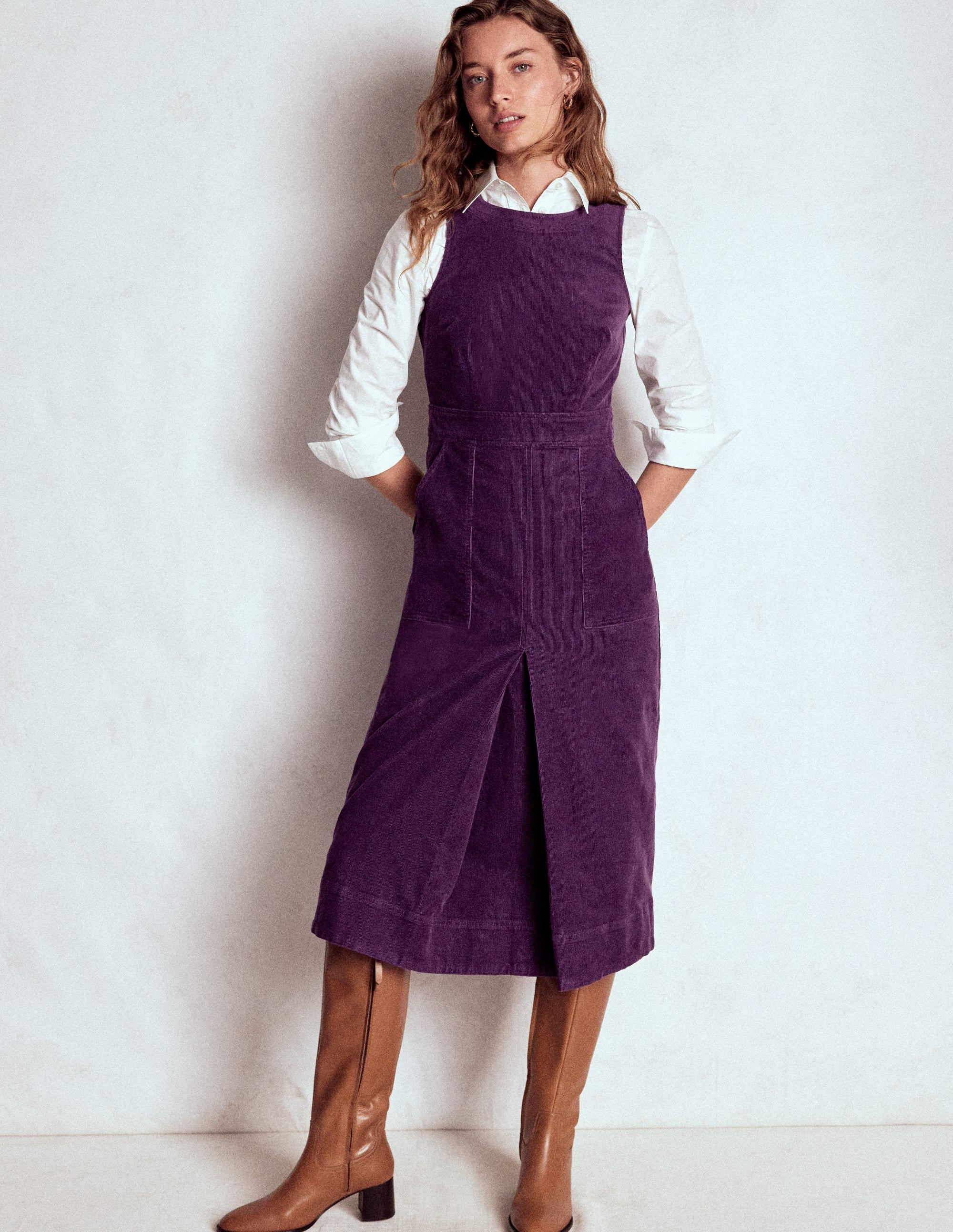 Ula Cord-Midikleid mit Kellerfalte-Viola Violett - Image 6