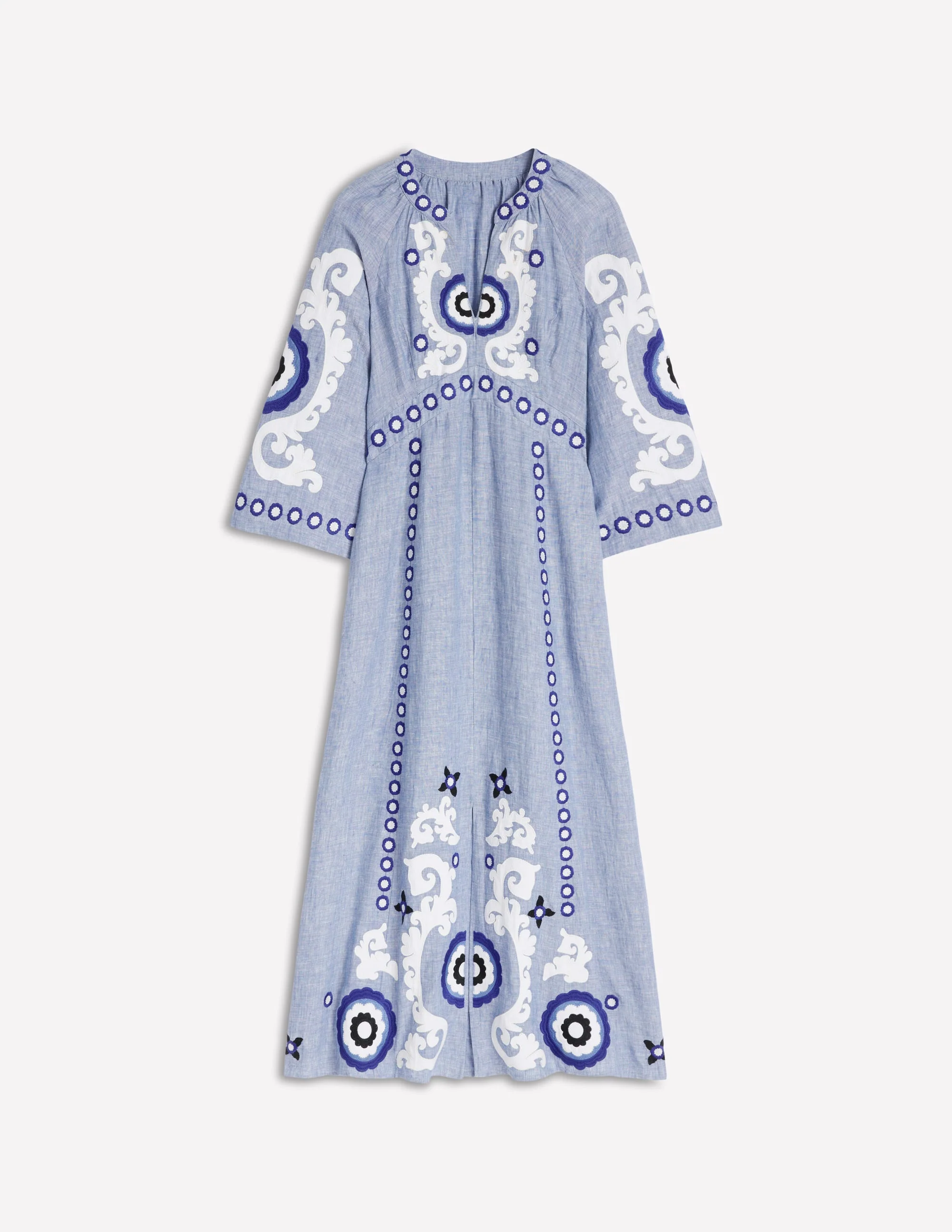 Una Leinenkleid mit Stickerei-Blauer Faux-Uni - Image 7