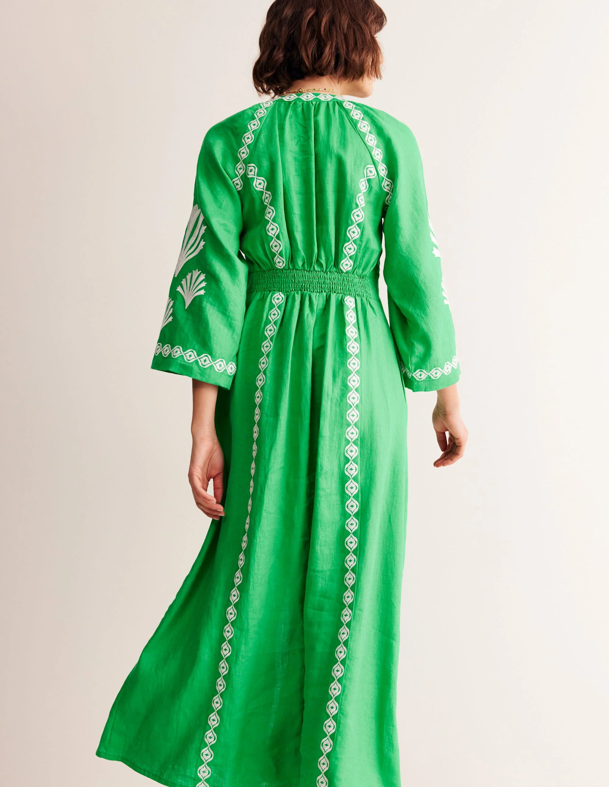 Una Leinenkleid mit Stickerei-Hellgrün - Image 4