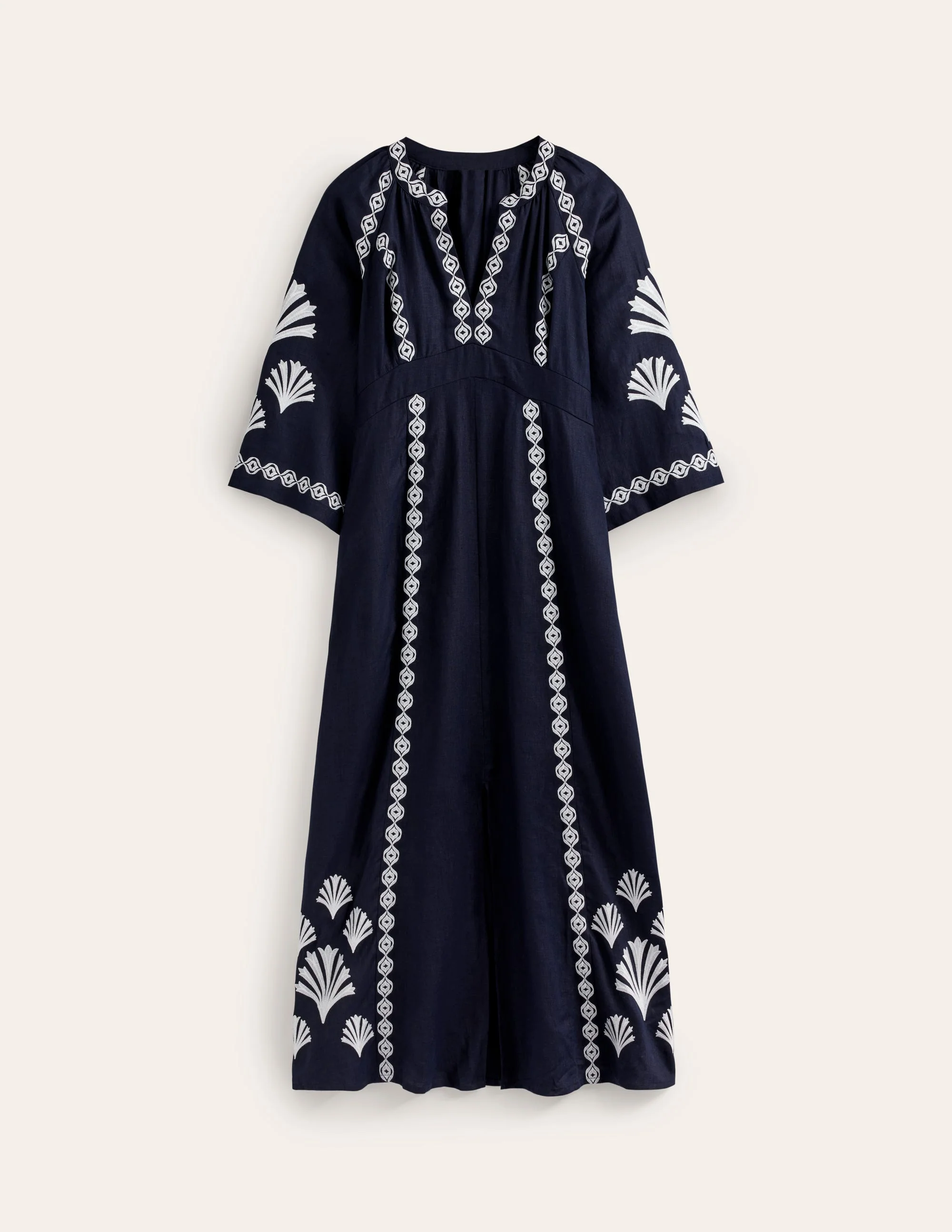 Una Leinenkleid mit Stickerei-Marineblau - Image 8
