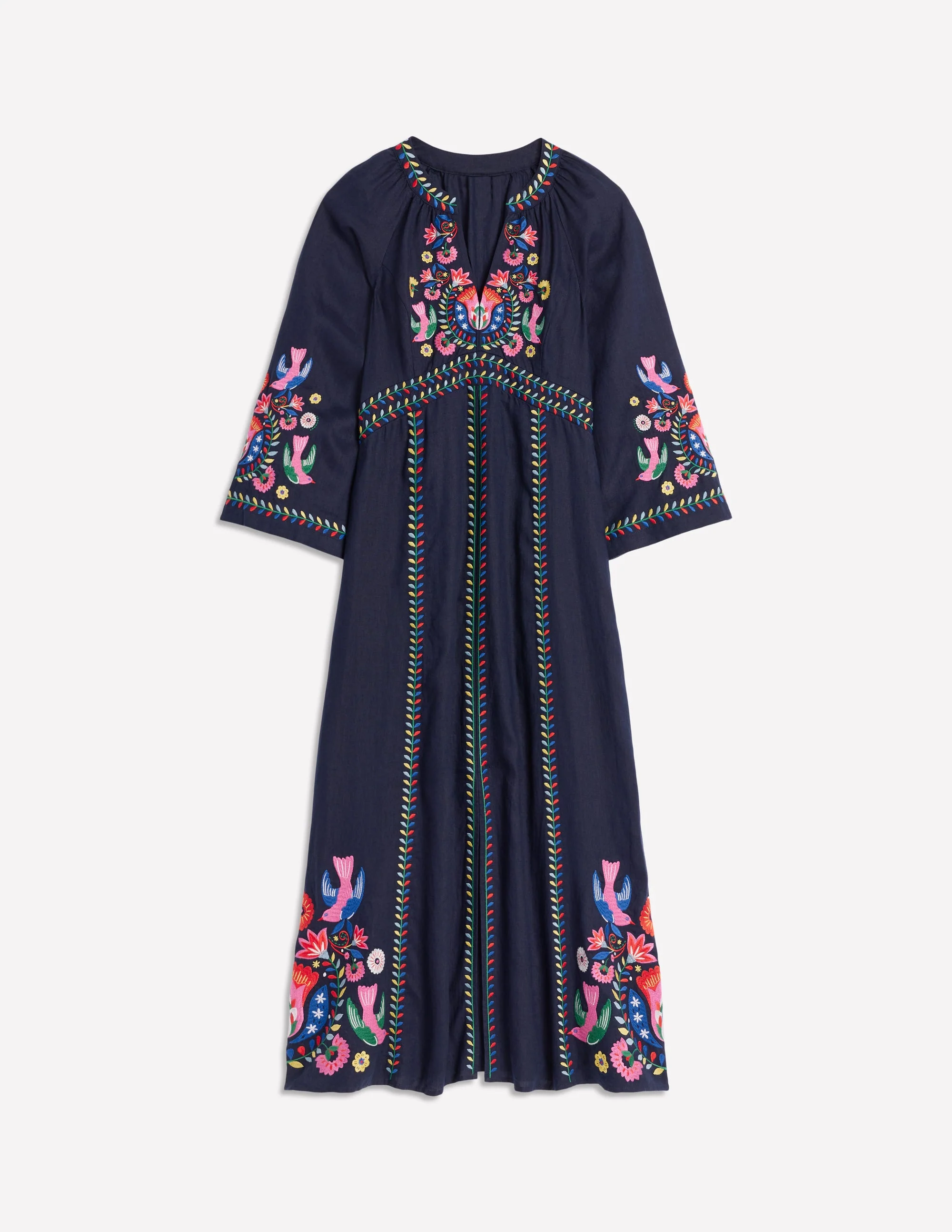 Una Leinenkleid mit Stickerei-Navy/Bunt, Stickerei - Image 7