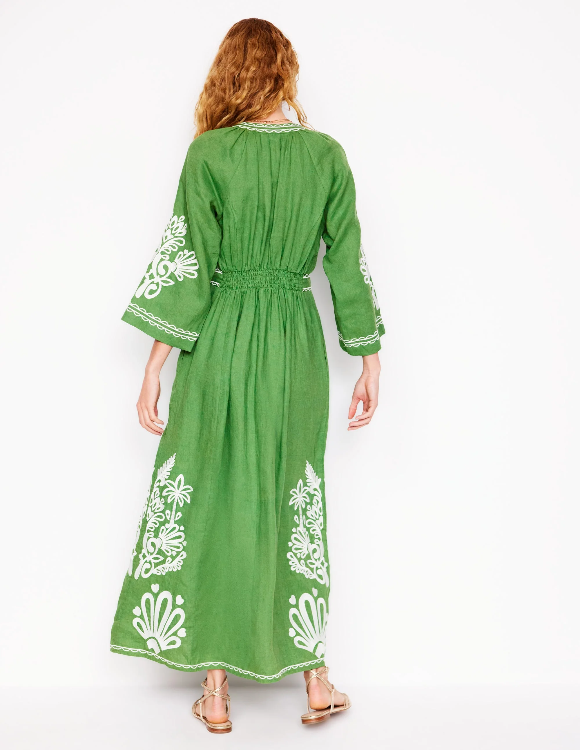 Una Leinenkleid mit Stickerei-Paradiesgrün - Image 5
