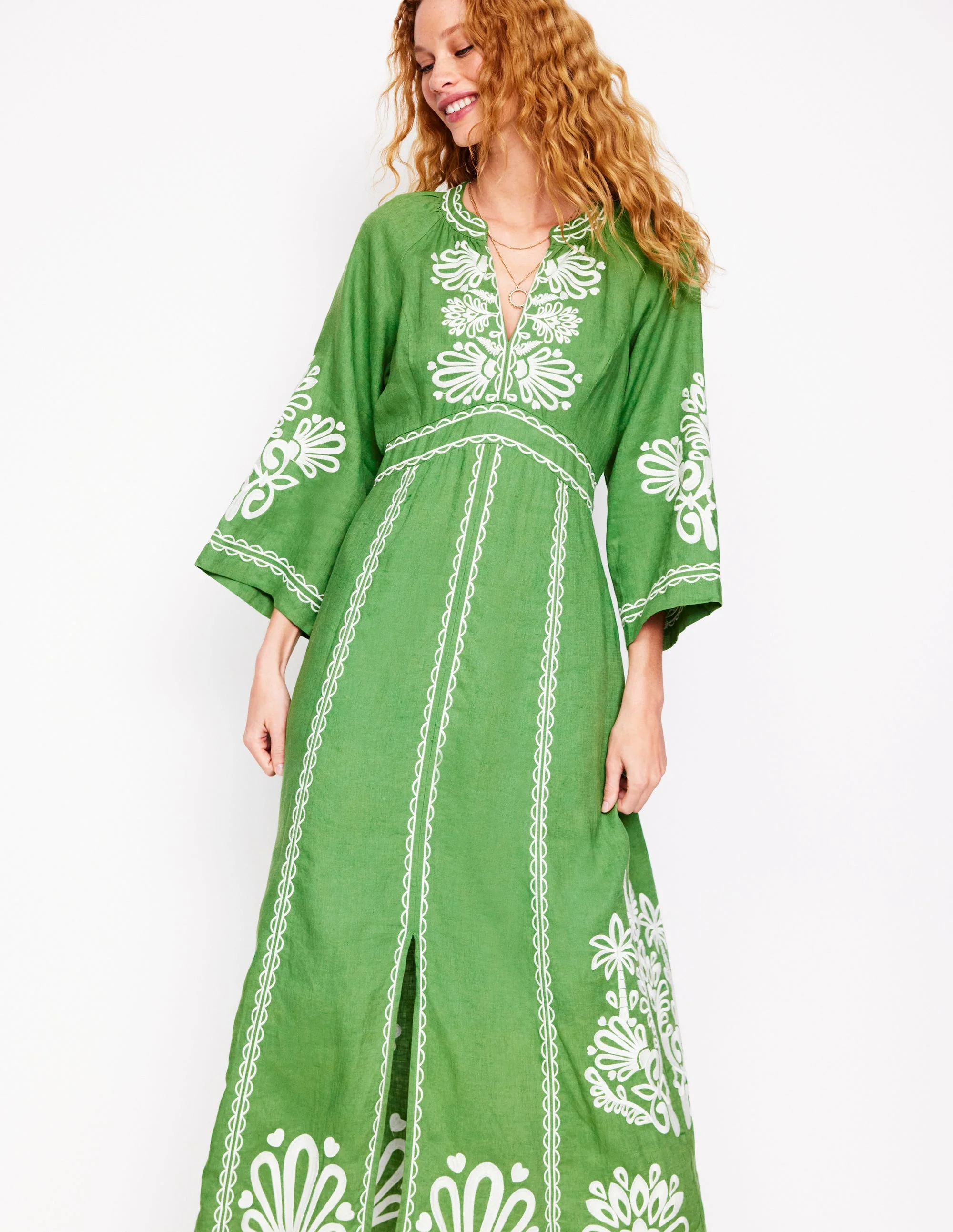 Una Leinenkleid mit Stickerei-Paradiesgrün - Image 6