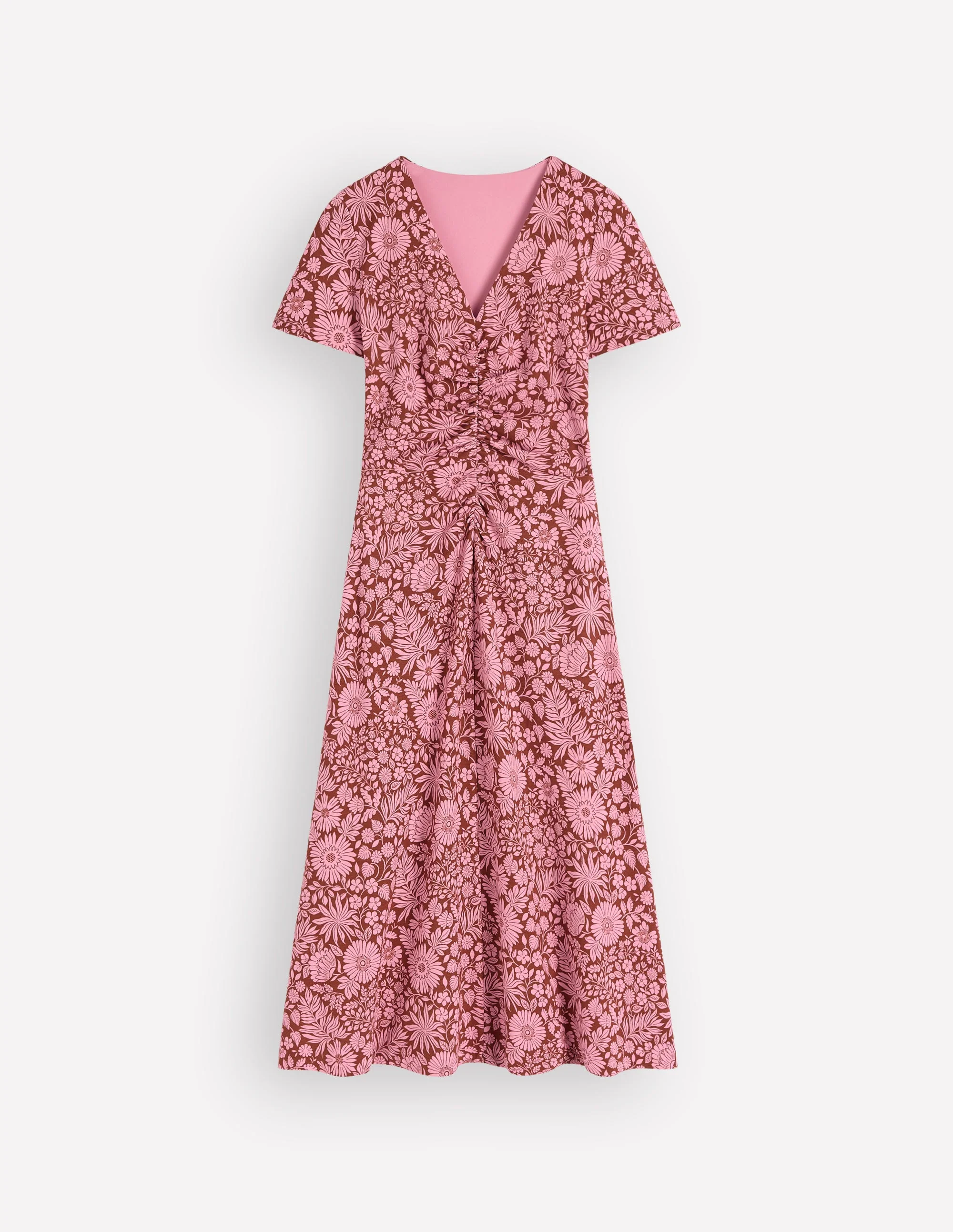 Una Ponte-Kleid mit Raffung vorn-Rotbraun, Blühendes Blumenbeet - Image 6
