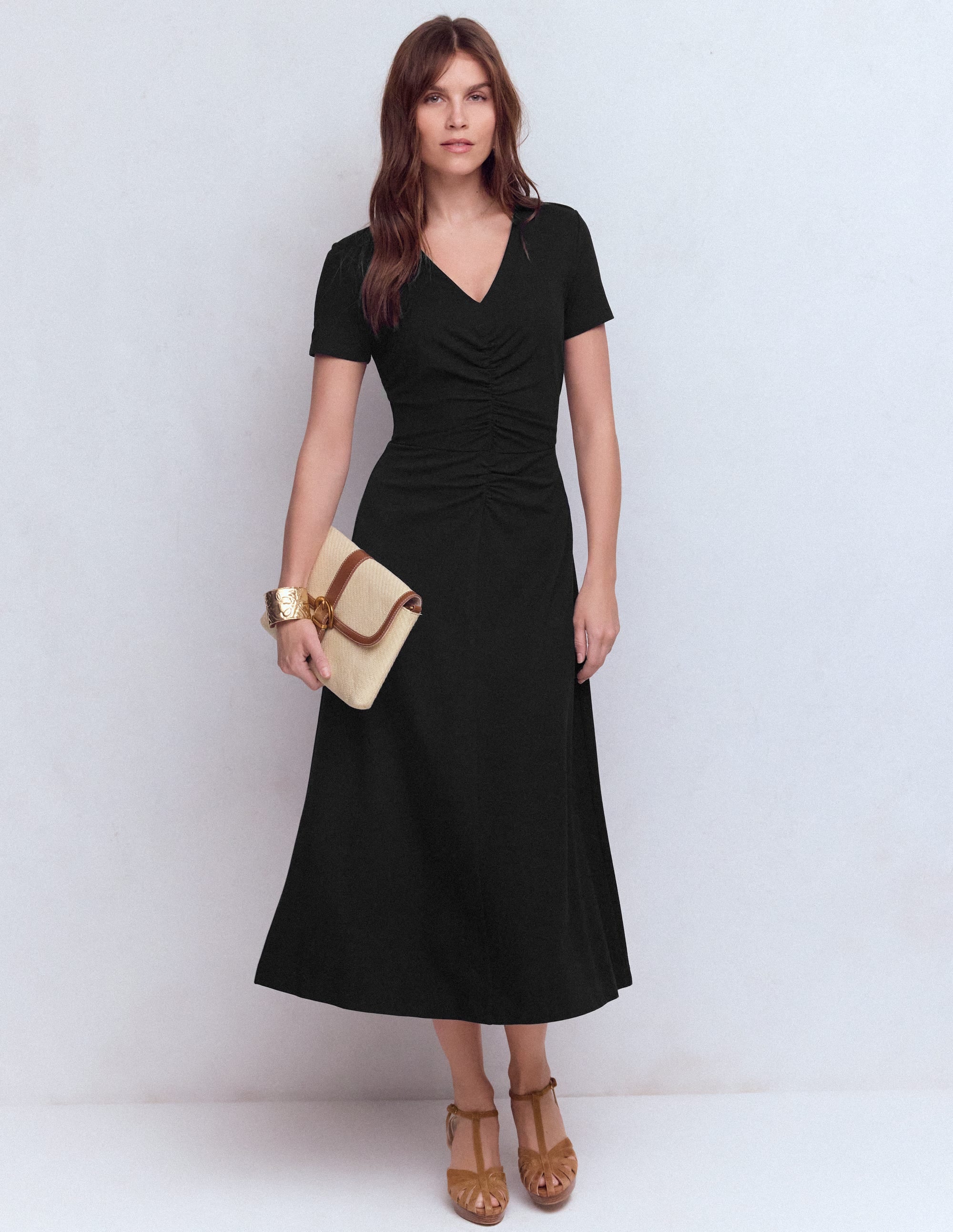 Una Ponte-Kleid mit Raffung vorn-Schwarz
