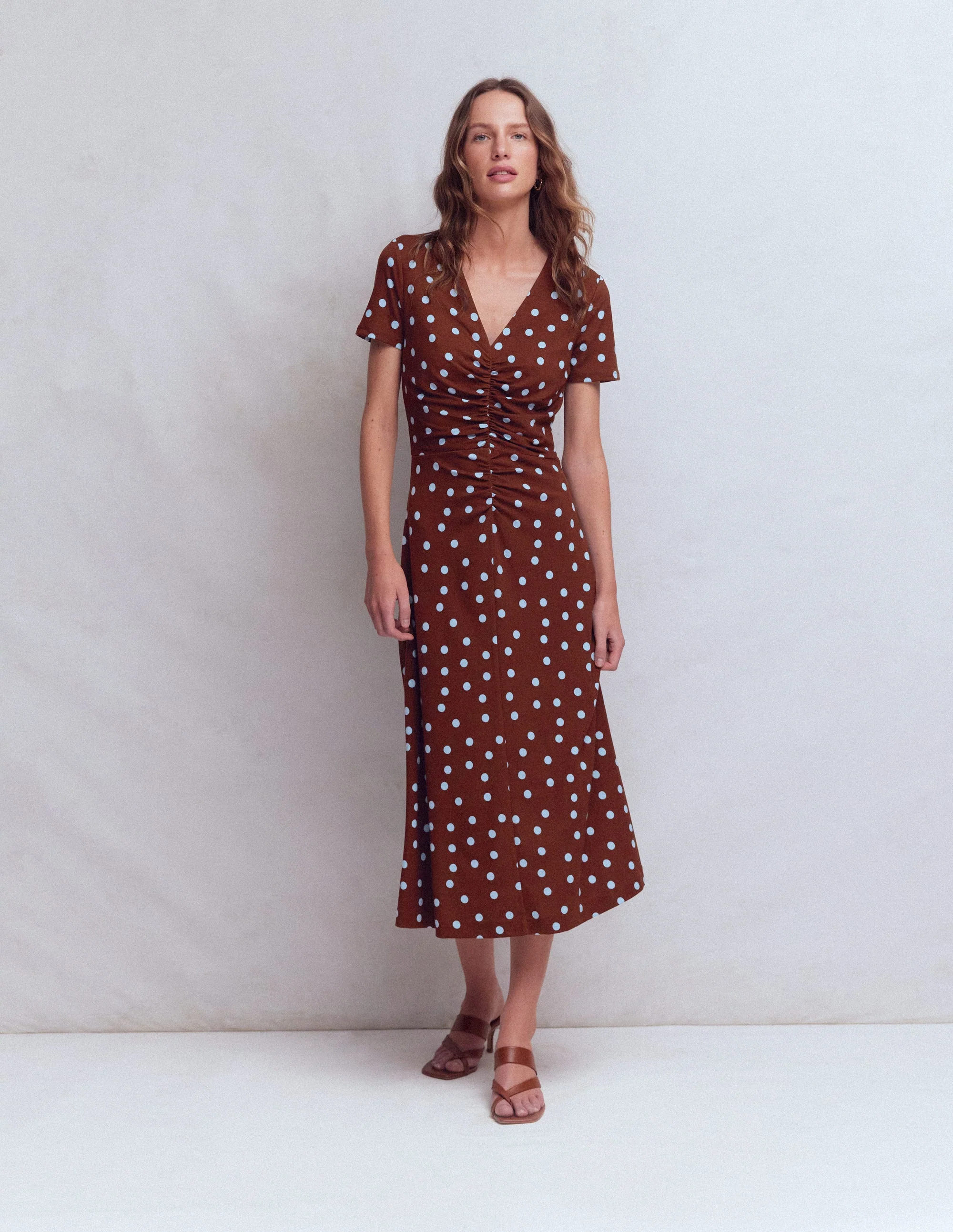 Una Ponte-Kleid mit Raffung vorn-Umbra, Gemalte Tupfen - Image 4