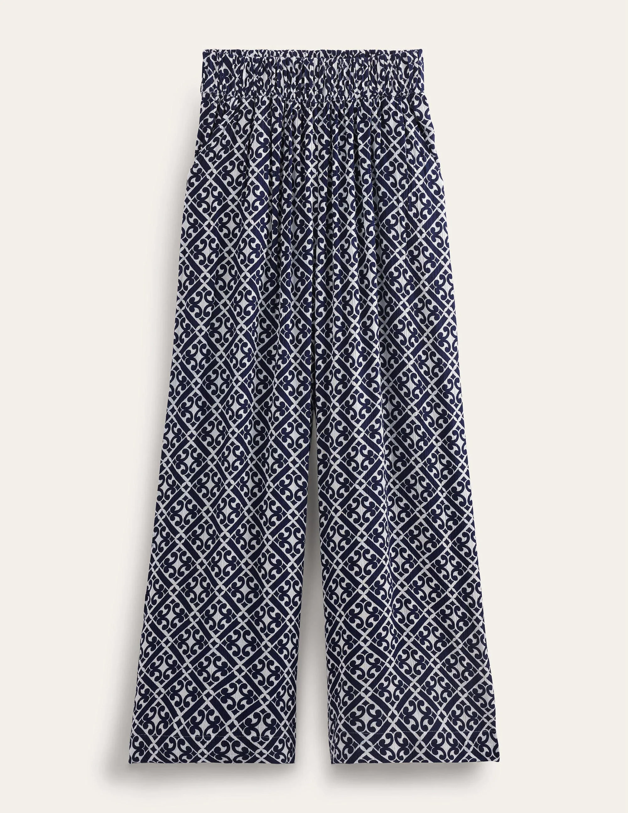 Urlaubshose mit weitem Bein-Berliner Blau, Geometrisches Muster - Image 6