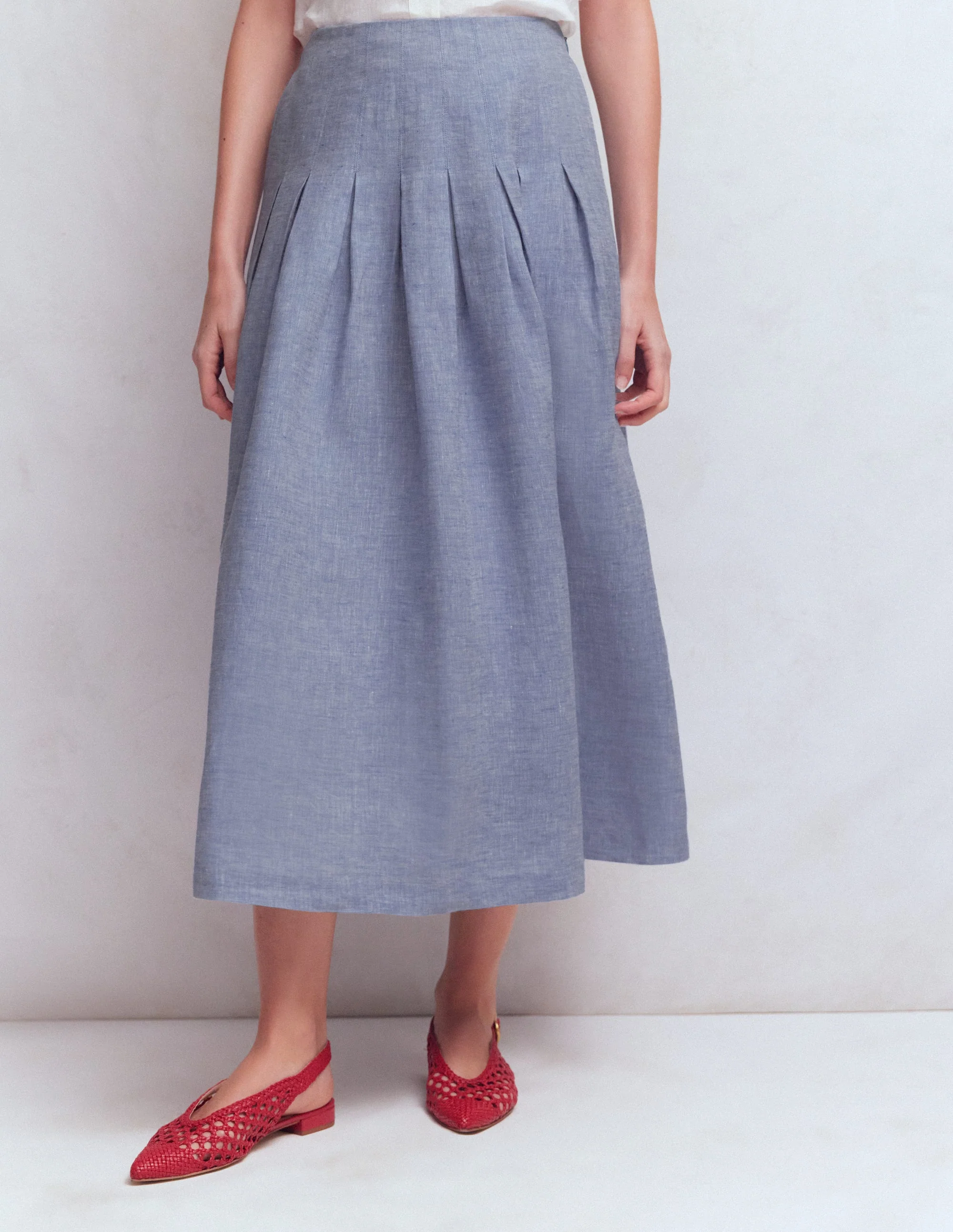 Valentina Leinenrock-Blauer Faux Uni - Image 4