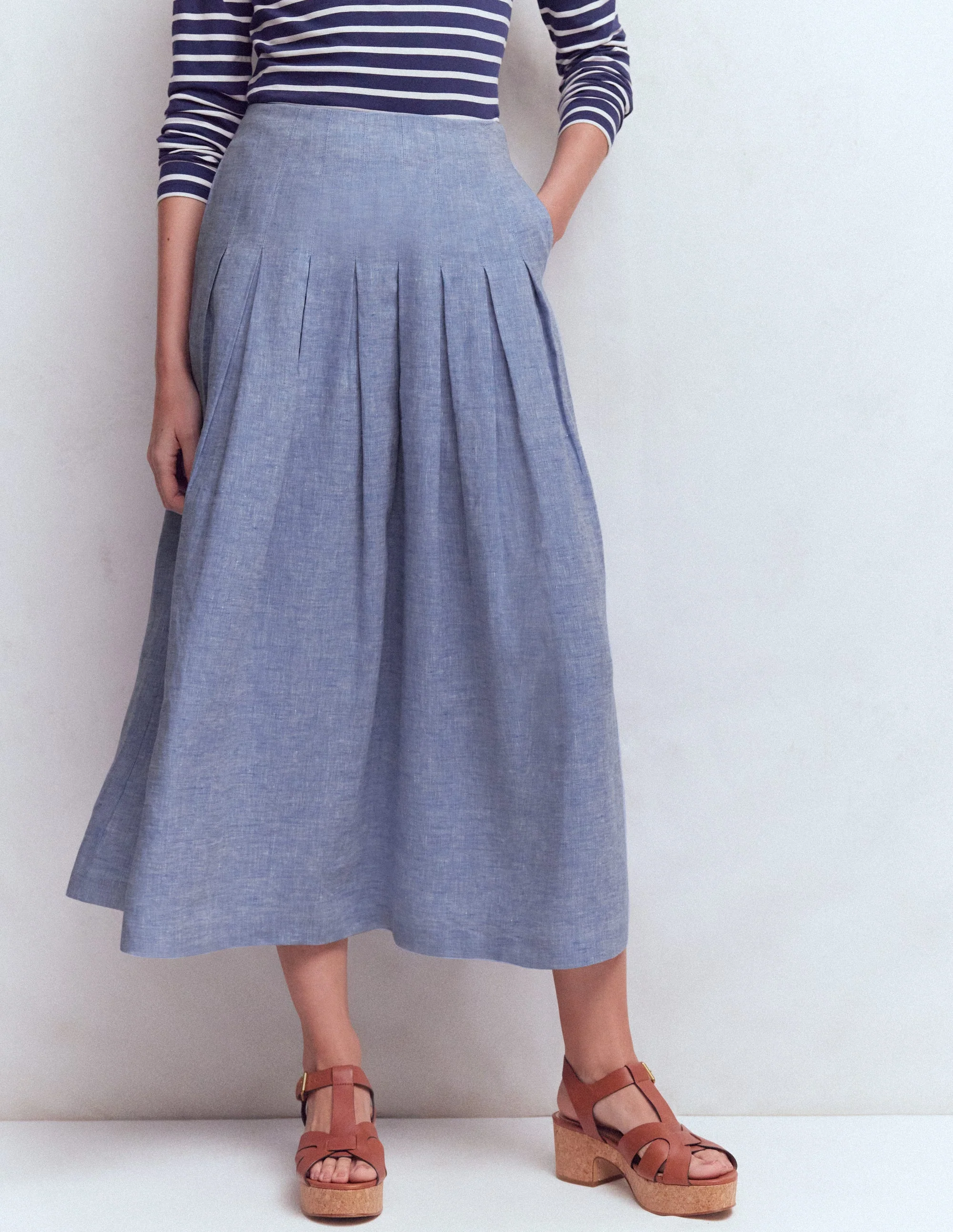Valentina Leinenrock-Blauer Faux Uni - Image 5