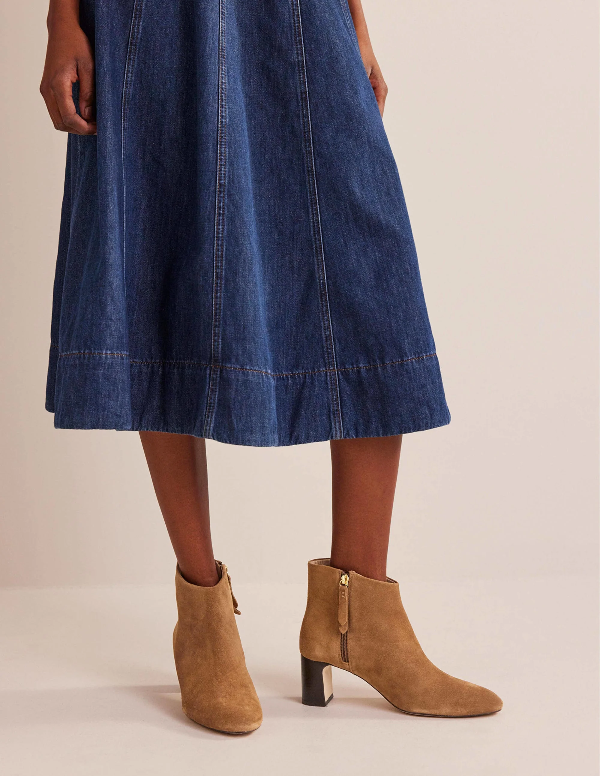 Velourslederstiefeletten-Goldbraun