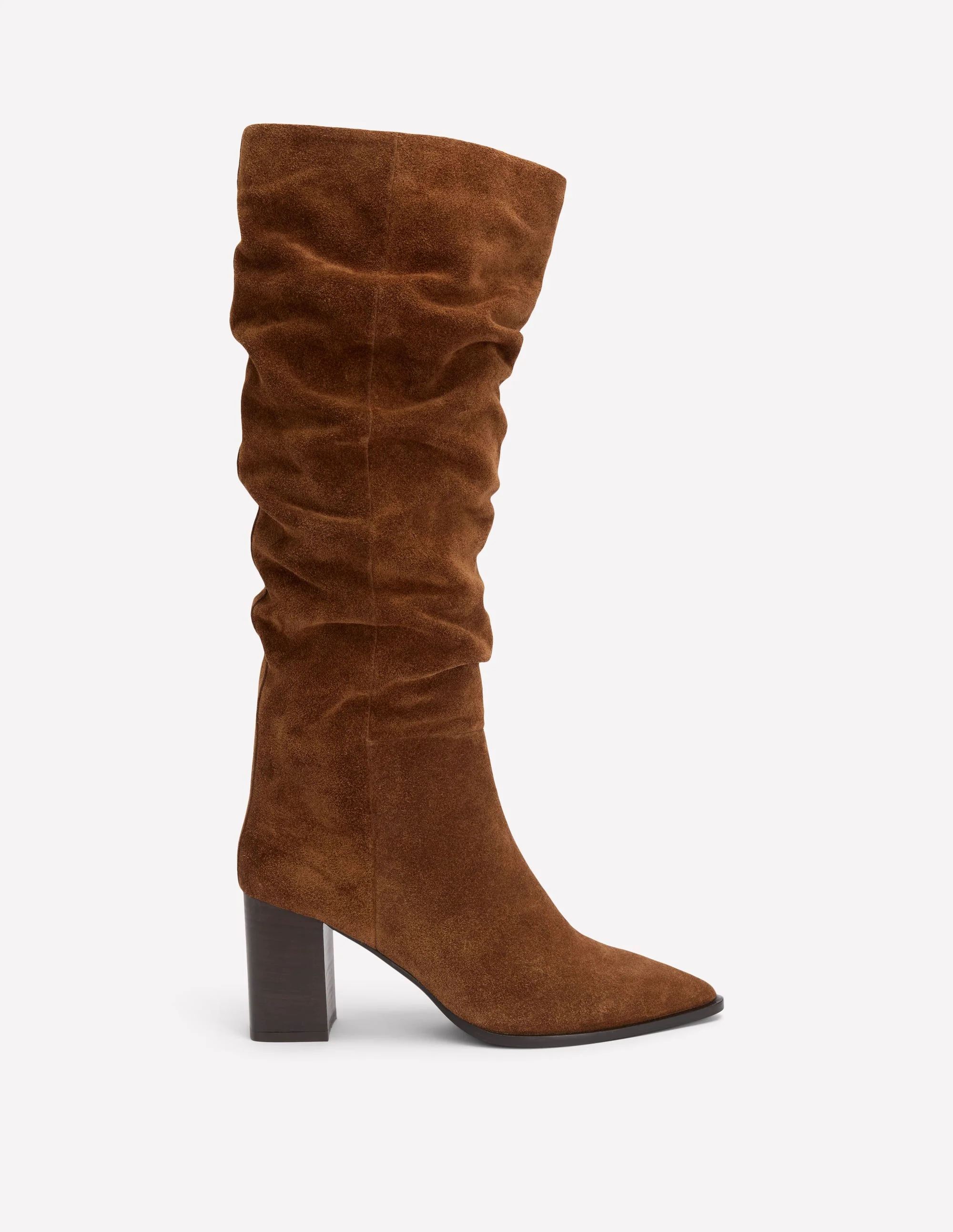 Vera Spitze Stiefel mit Blockabsatz-Hellbraun