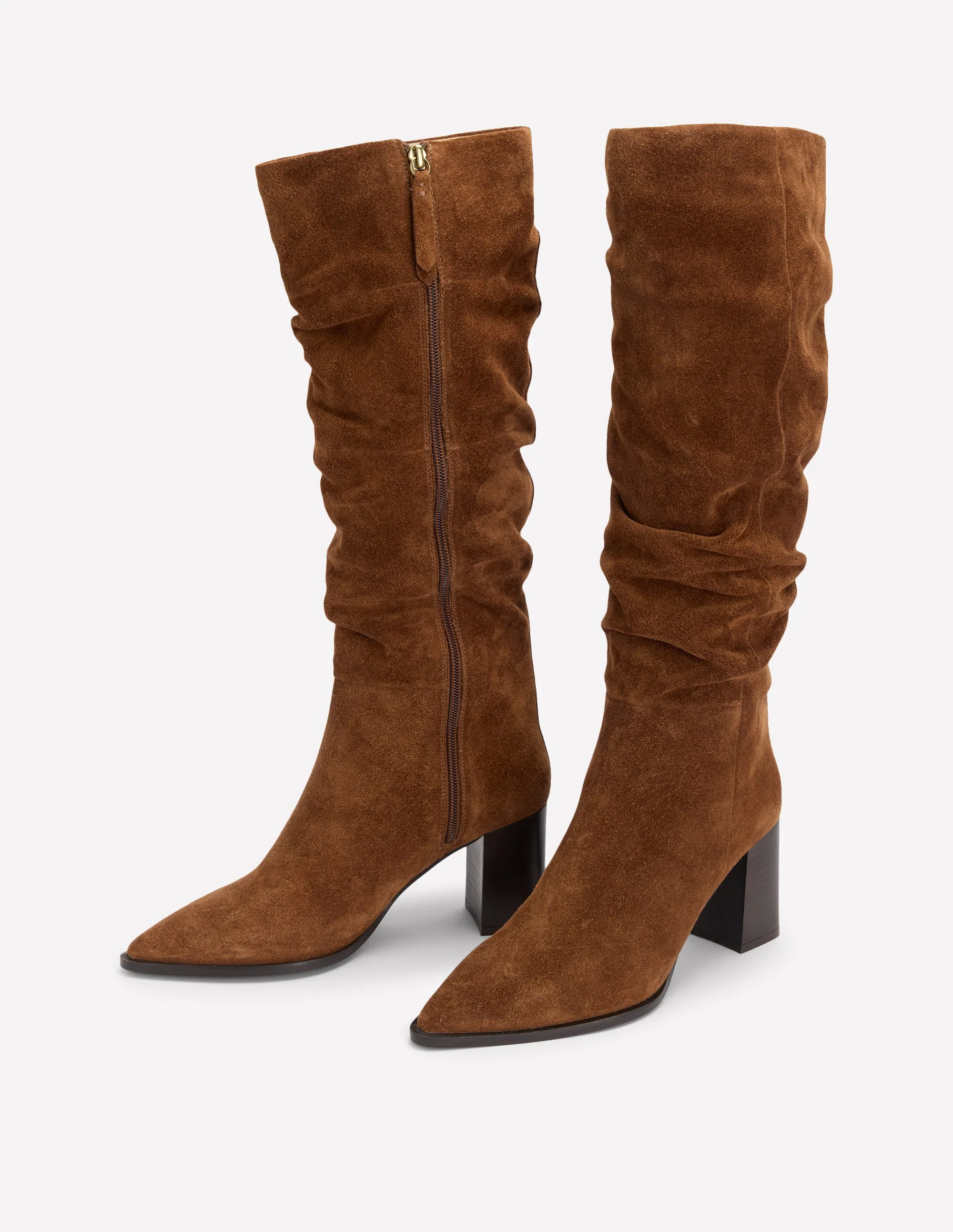 Vera Spitze Stiefel mit Blockabsatz-Hellbraun - Image 3