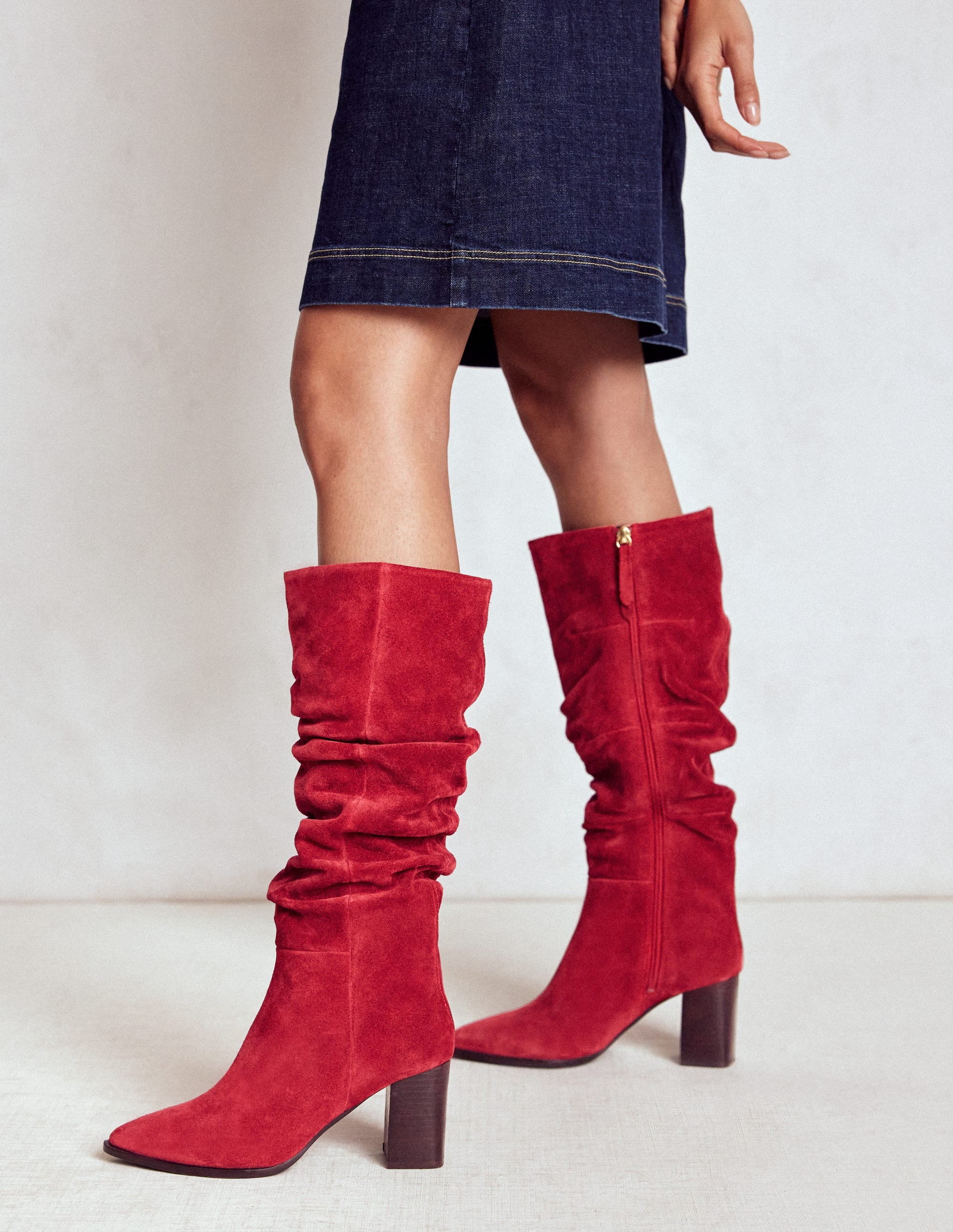 Vera Spitze Stiefel mit Blockabsatz-ROT - Image 2