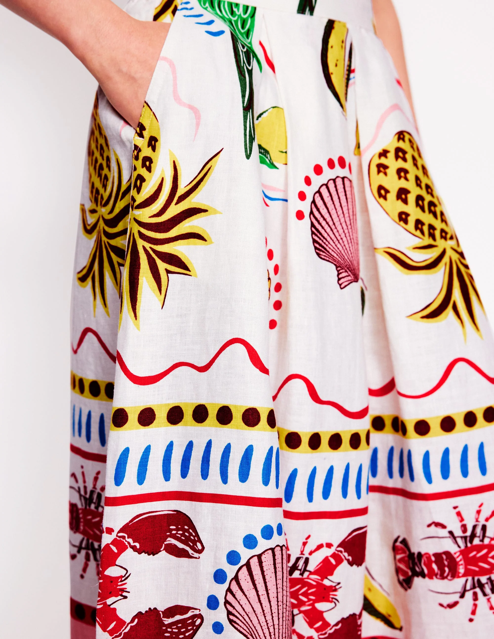 Verity Leinen-Midirock-Bunt, Tropical Bonanza-Motiv - Image 2