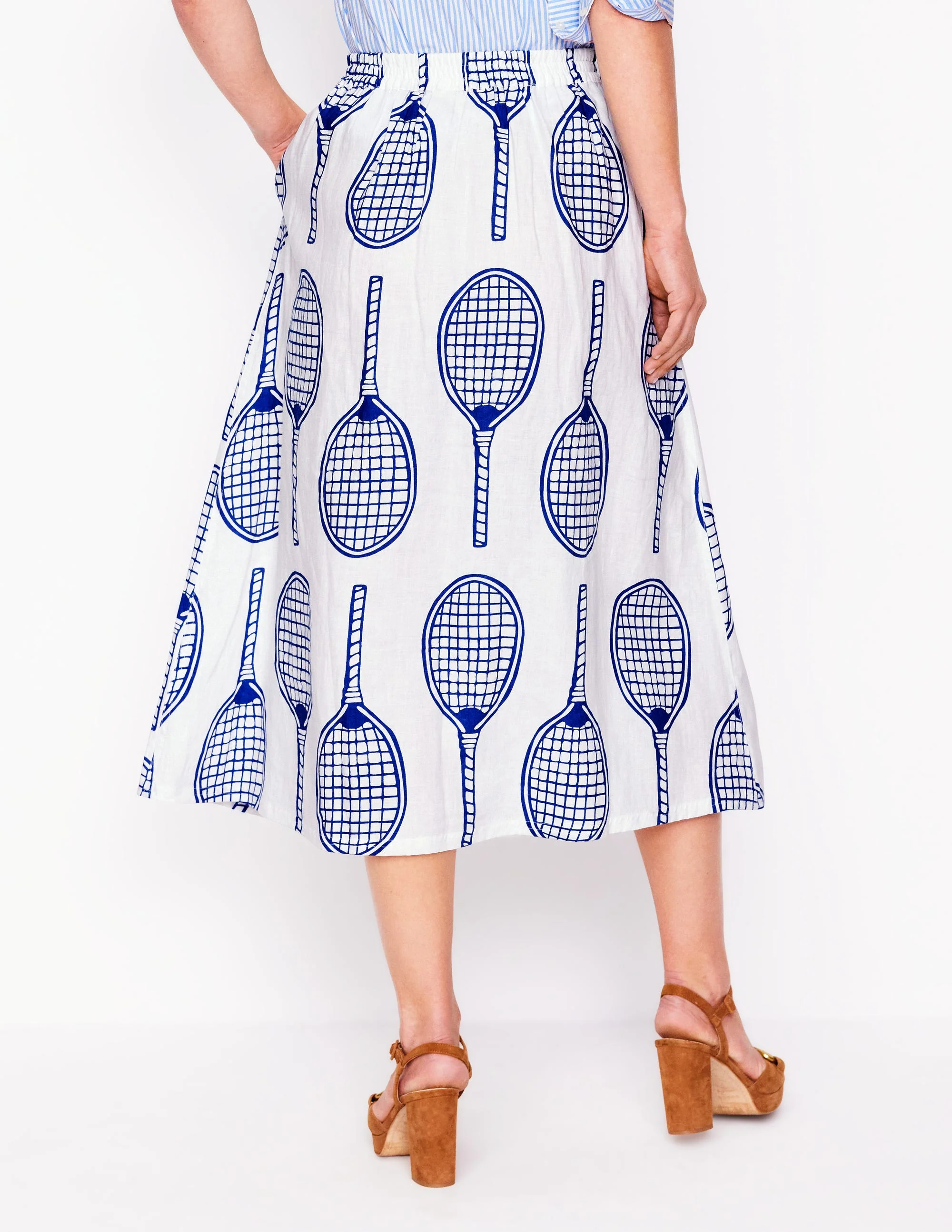 Verity Leinen-Midirock-Naturweiß, Tennis - Image 3