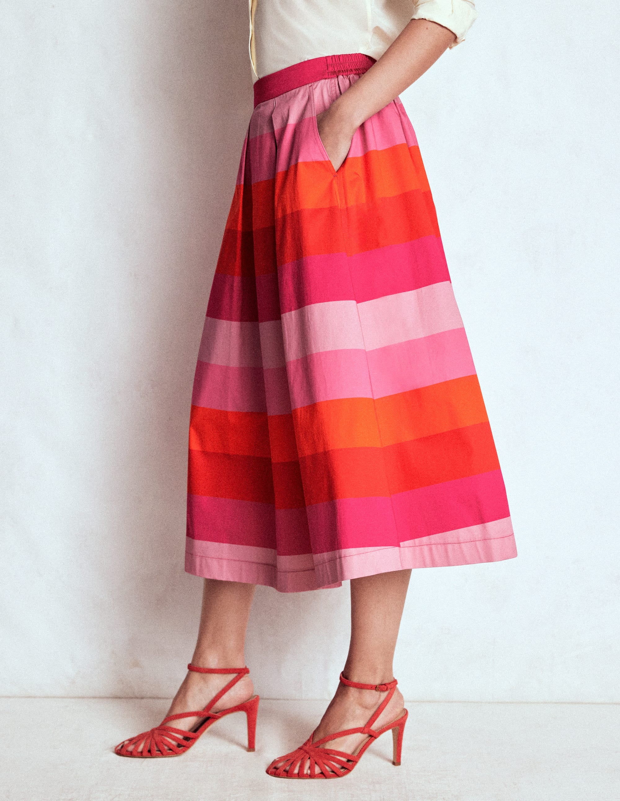 Verity Satinrock aus Baumwolle-Rosa Bunte Streifen - Image 5
