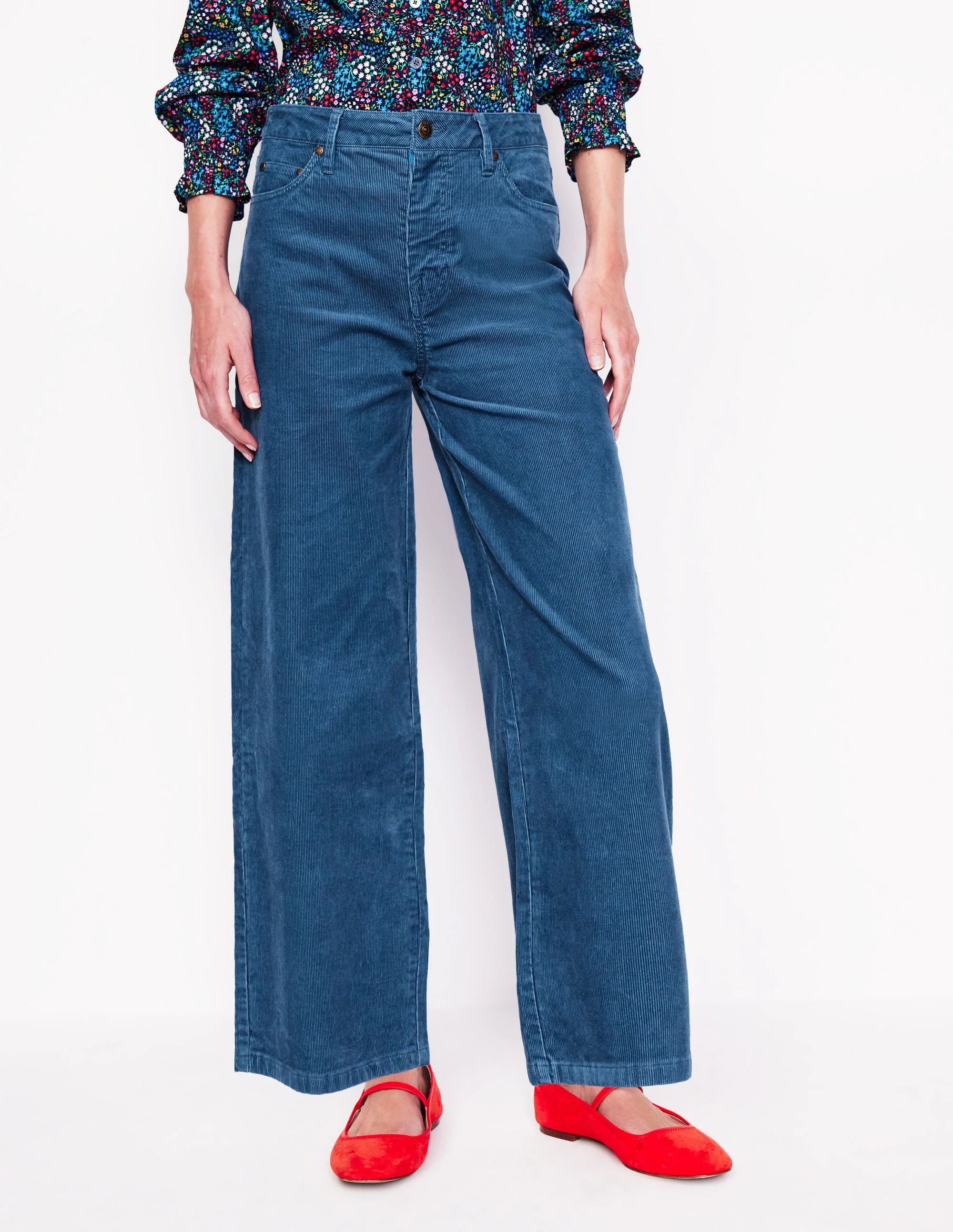 Verkürzte Cord-Jeans mit 5 Taschen-Denim-Blau - Image 4
