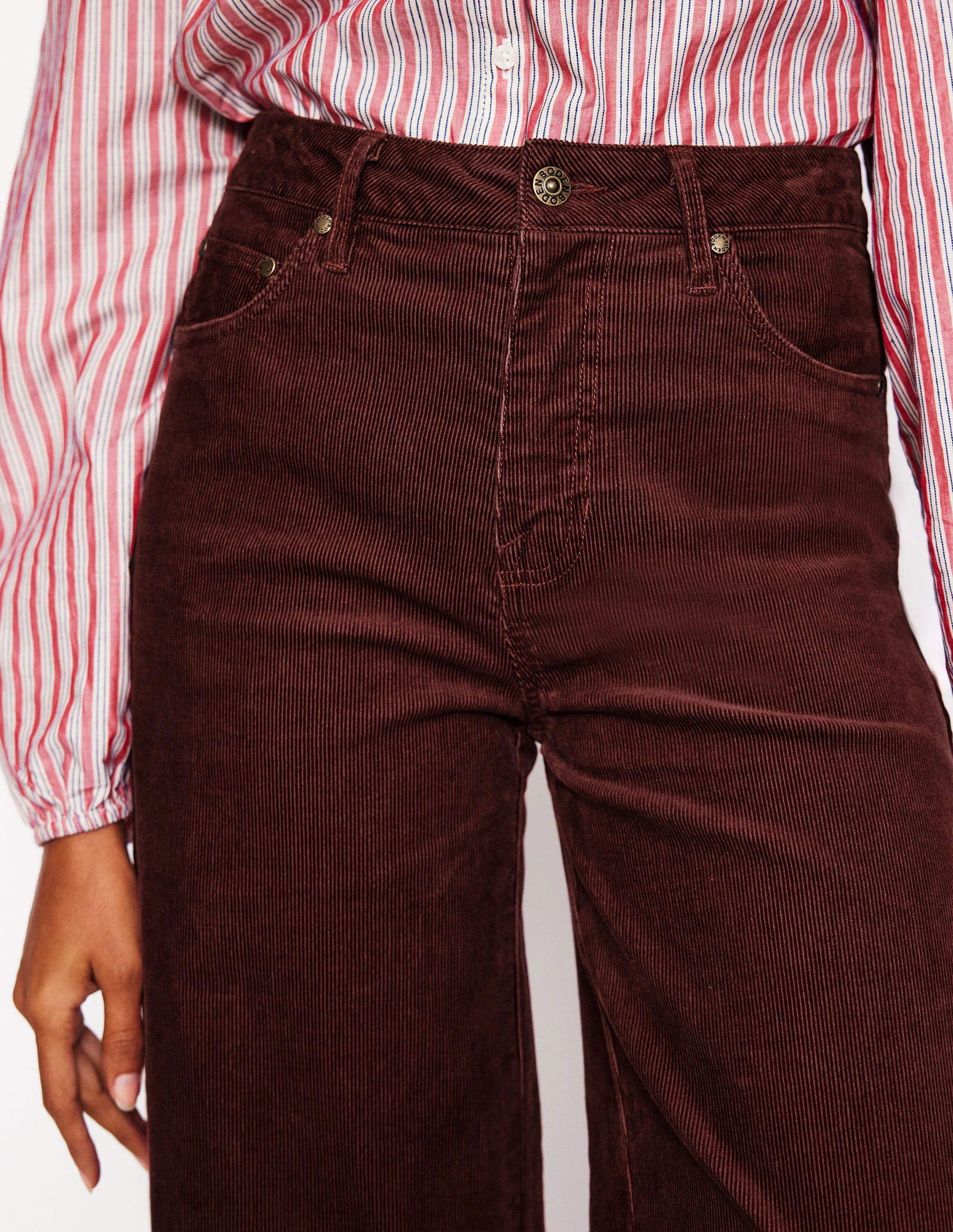 Verkürzte Cord-Jeans mit 5 Taschen-Kastanie - Image 2