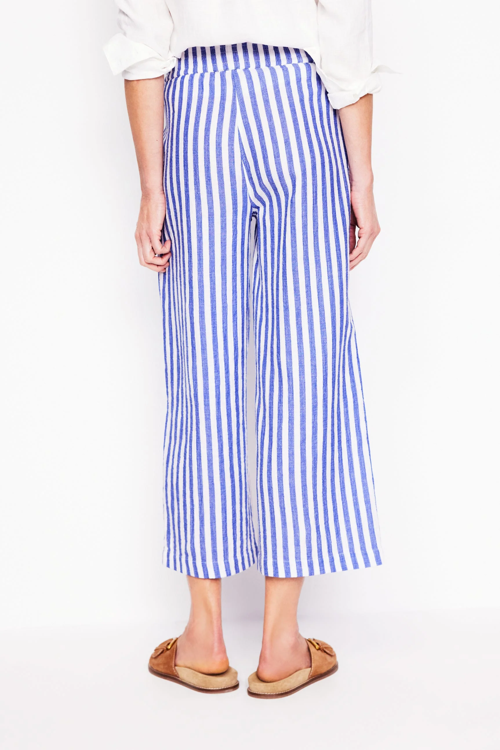 Verkürzte Doppeltuch-Hose-Hellblau, Gestreift - Image 4