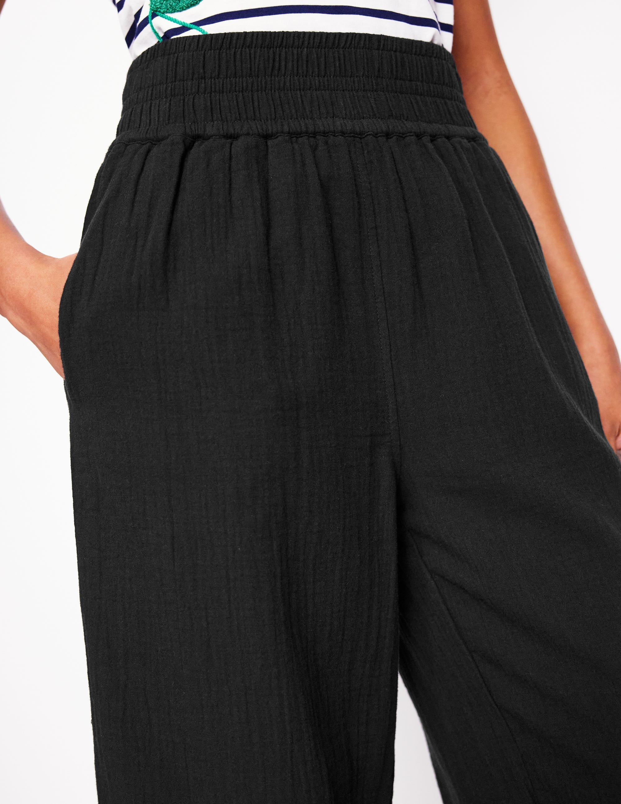 Verkürzte Doppeltuch-Hose-Schwarz - Image 2