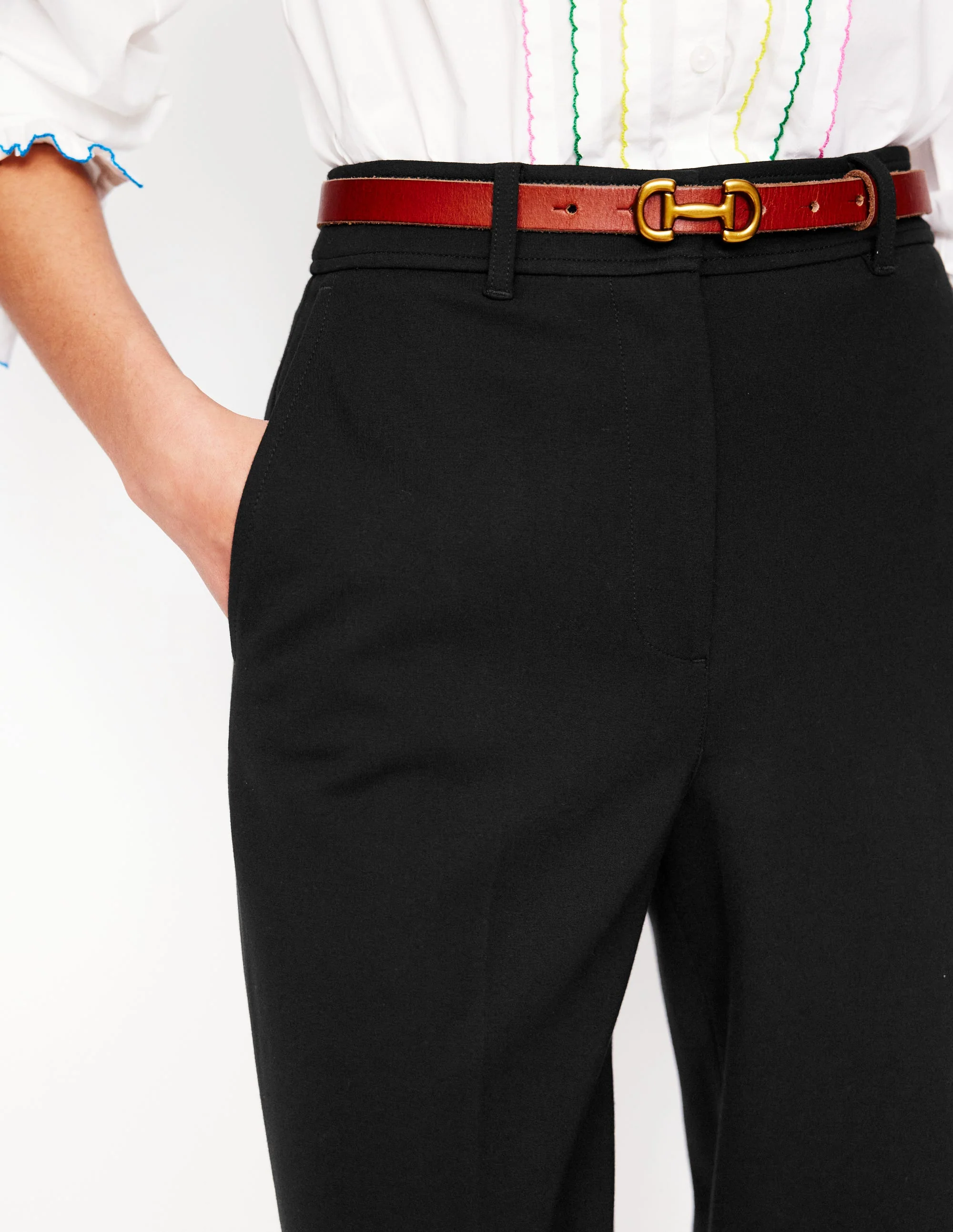 Verkürzte Ponte-Hose-Schwarz - Image 2
