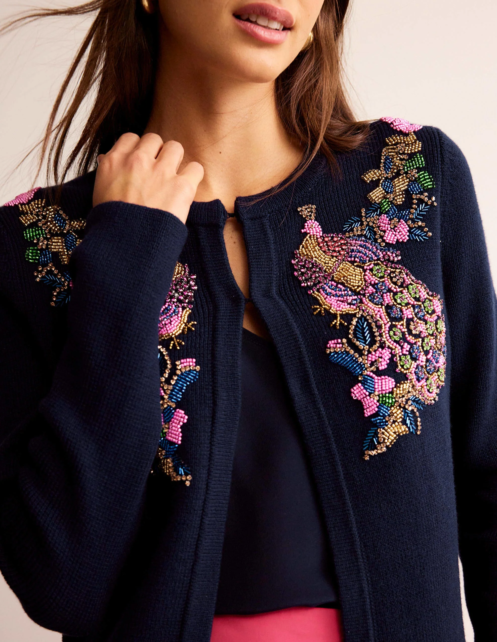 Verzierte Jacke aus Strick-Marineblau - Image 2