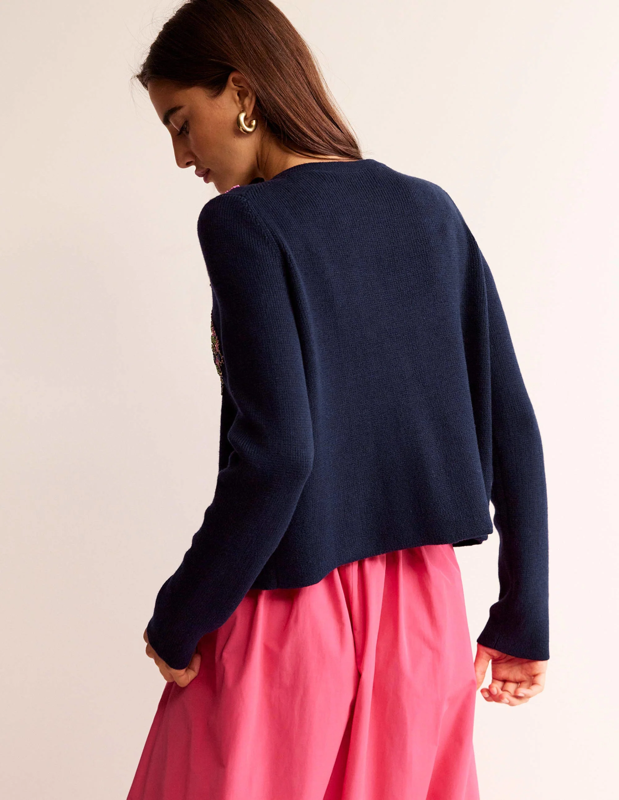 Verzierte Jacke aus Strick-Marineblau - Image 3