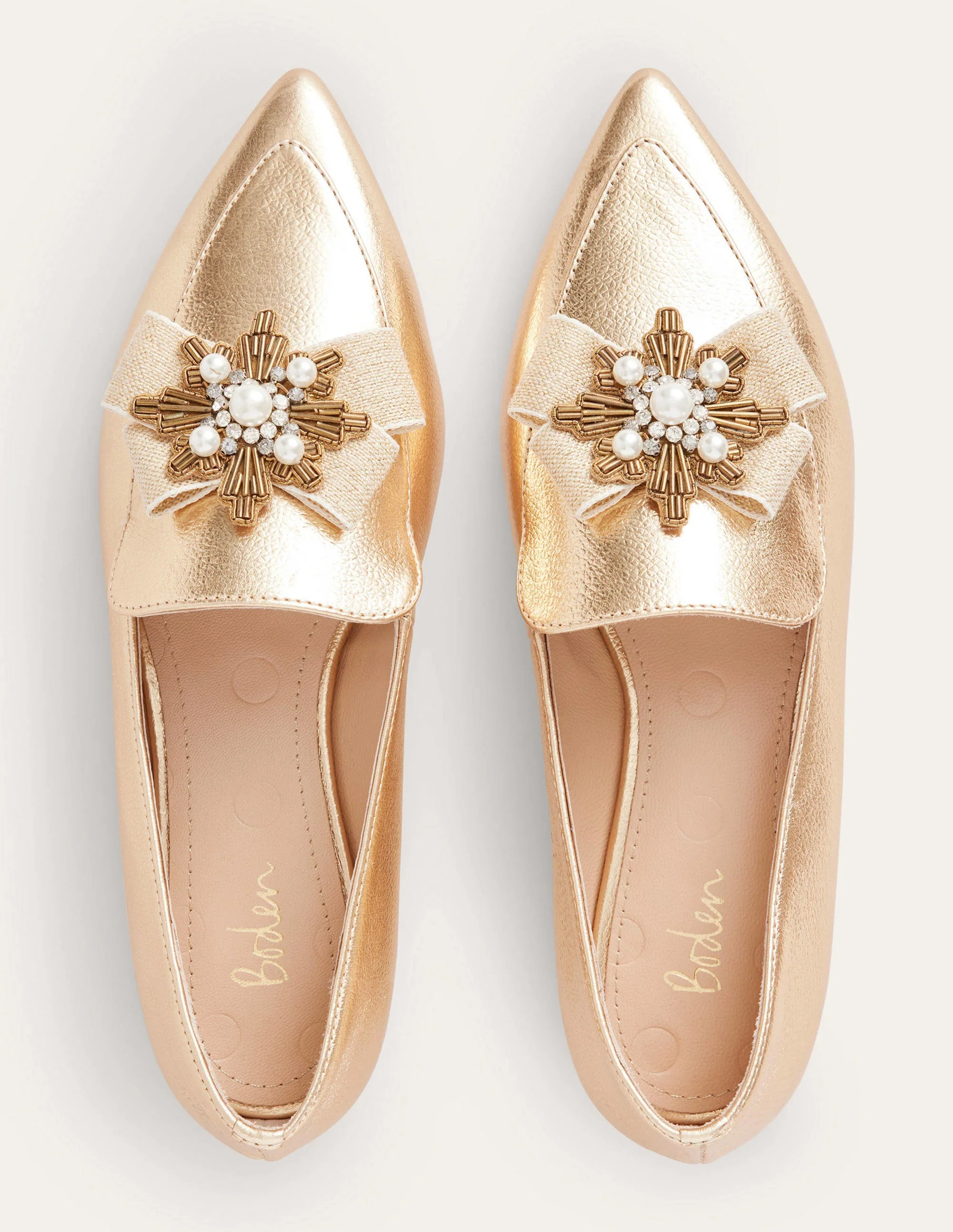 Verzierte Loafer mit spitzer Zehenpartie-Gold - Image 4