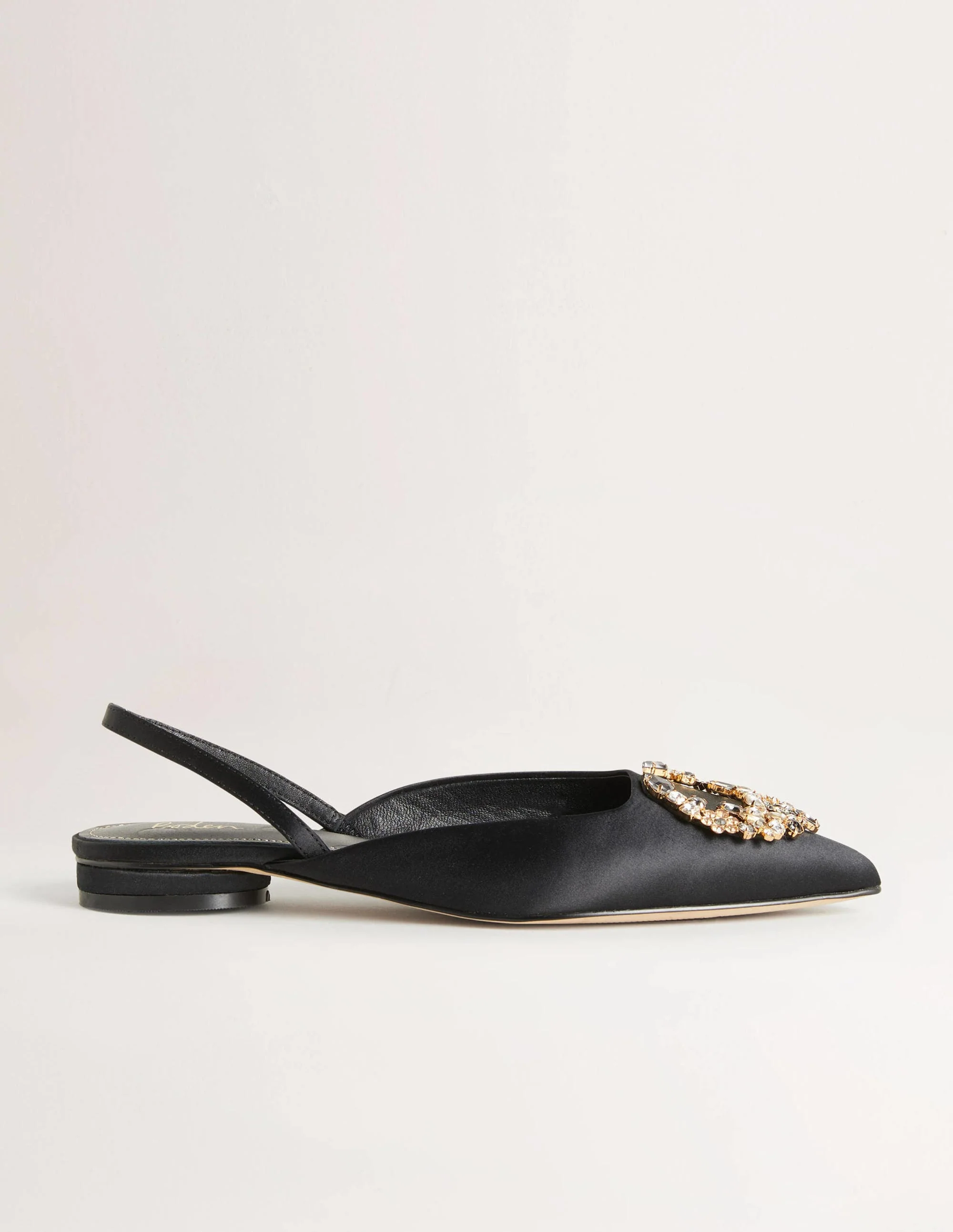 Verzierte Riemchensandalen aus Satin-Schwarz, Transparente Schmucksteine