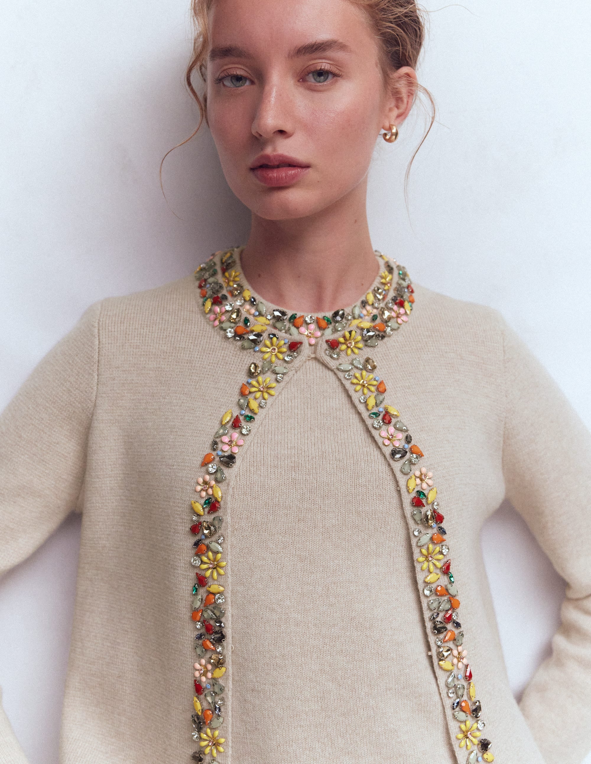 Verzierte Strickjacke-Graubraun Meliert - Image 2