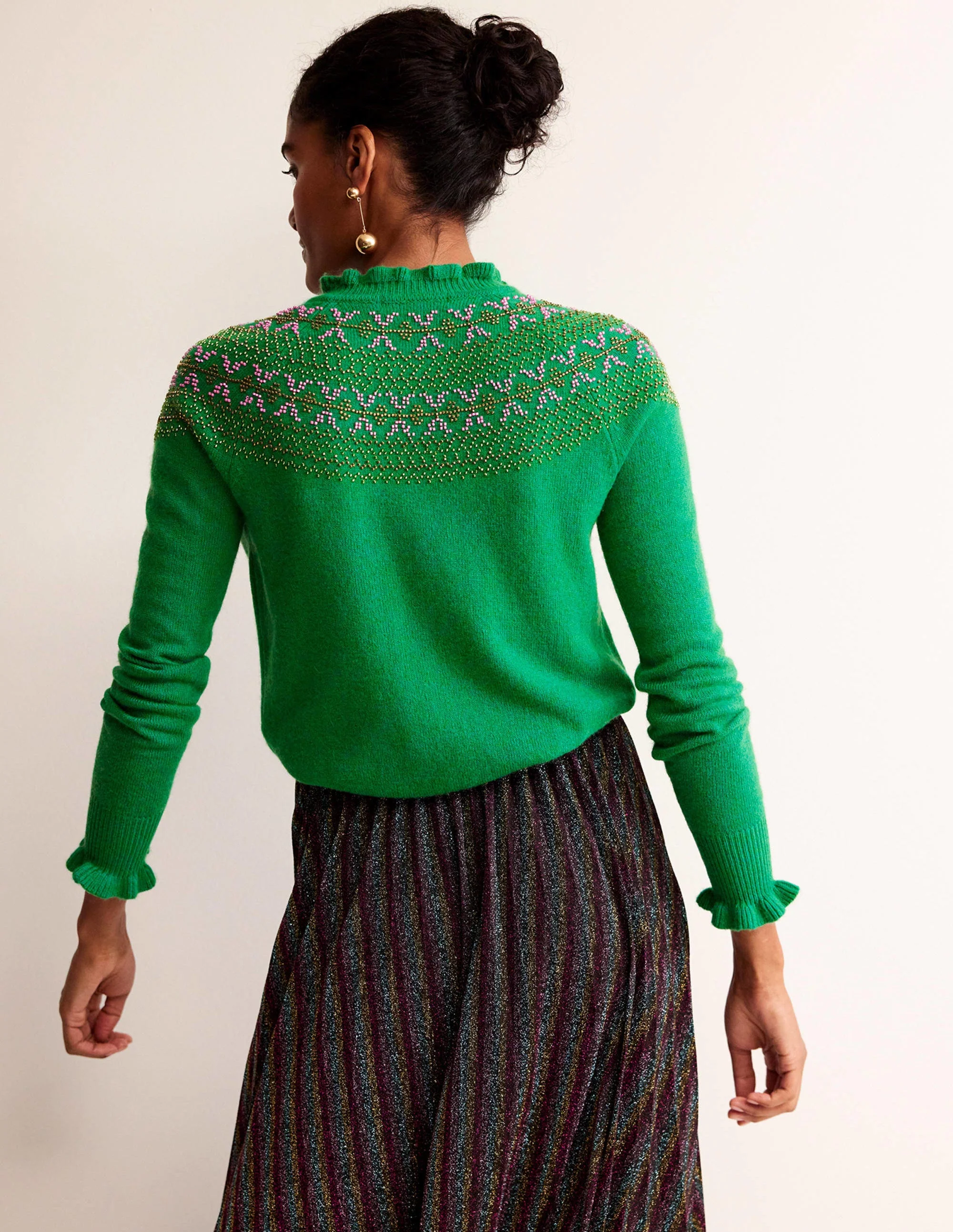 Verzierte Strickjacke mit Passe-Veridiangrün - Image 3