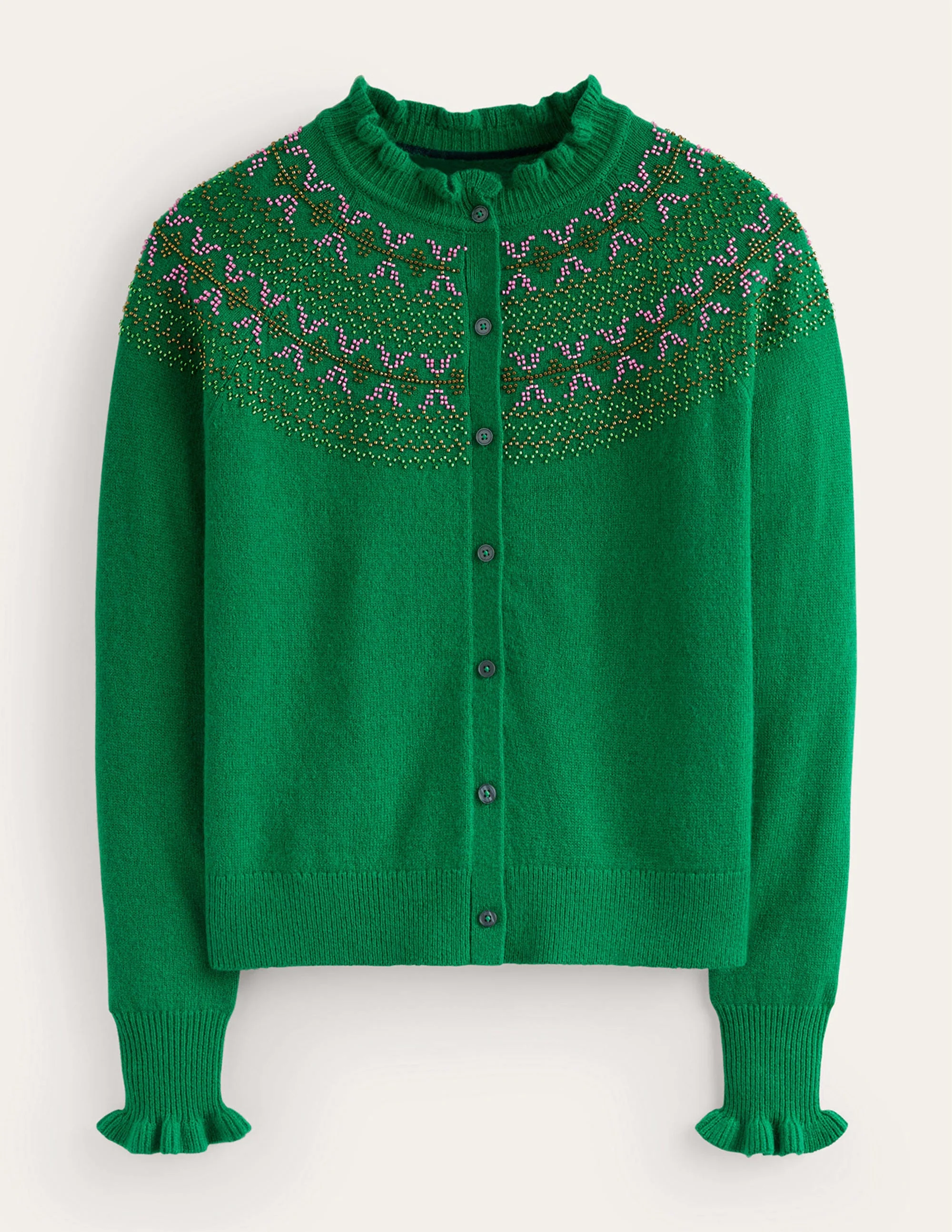 Verzierte Strickjacke mit Passe-Veridiangrün - Image 6