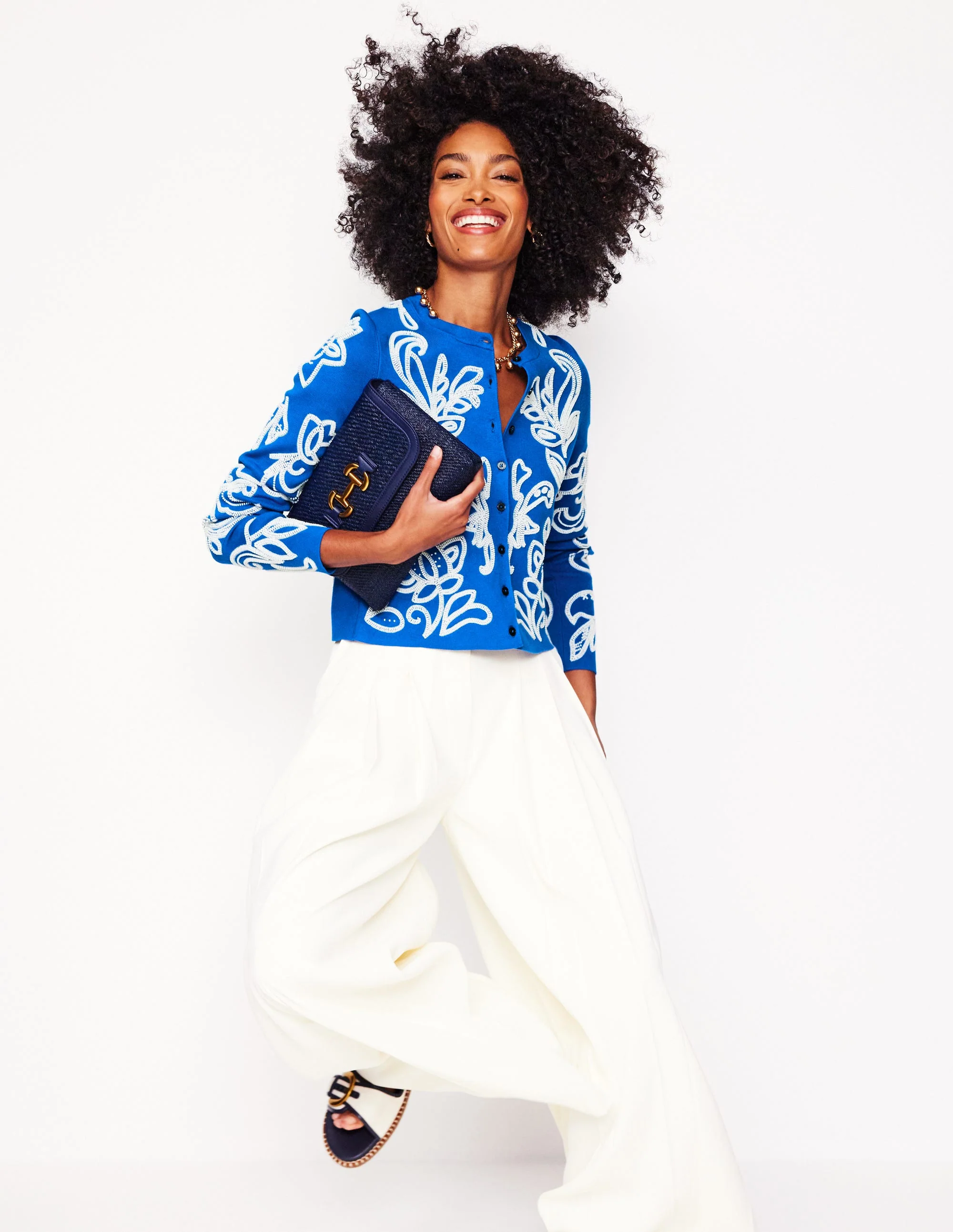 Verzierter Cardigan-Galerie-Blau - Image 2