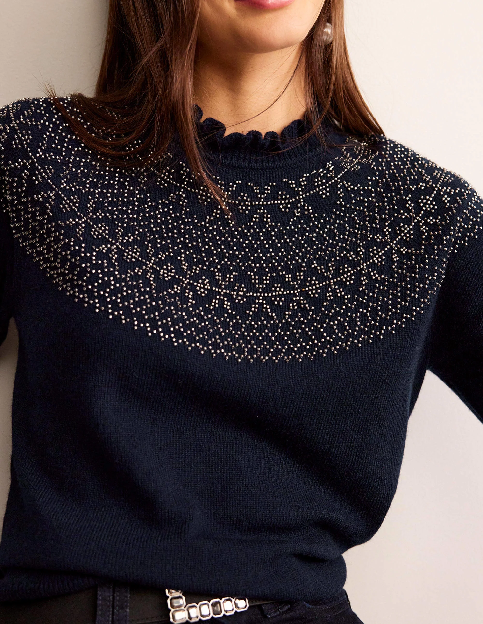 Verzierter Pullover mit Passe-Marineblau - Image 2