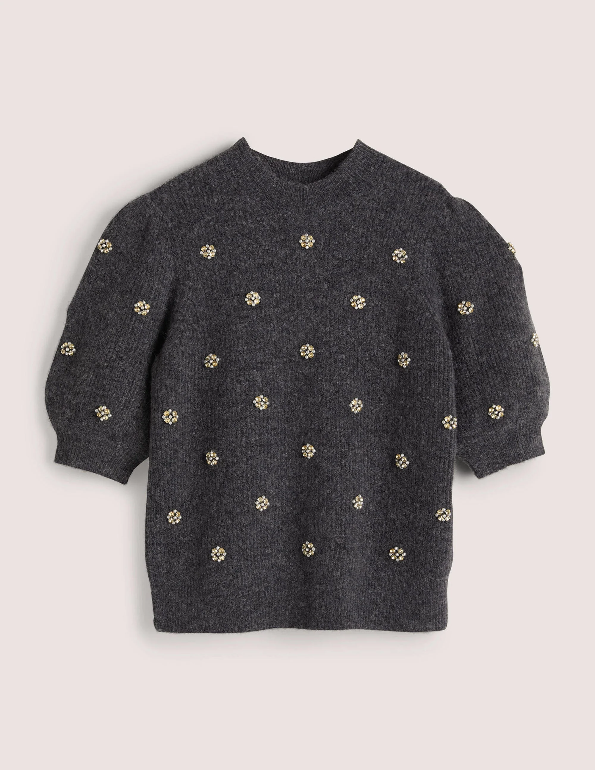 Verziertes flauschiges T-Shirt-Anthrazit Melange, Verzierung - Image 6