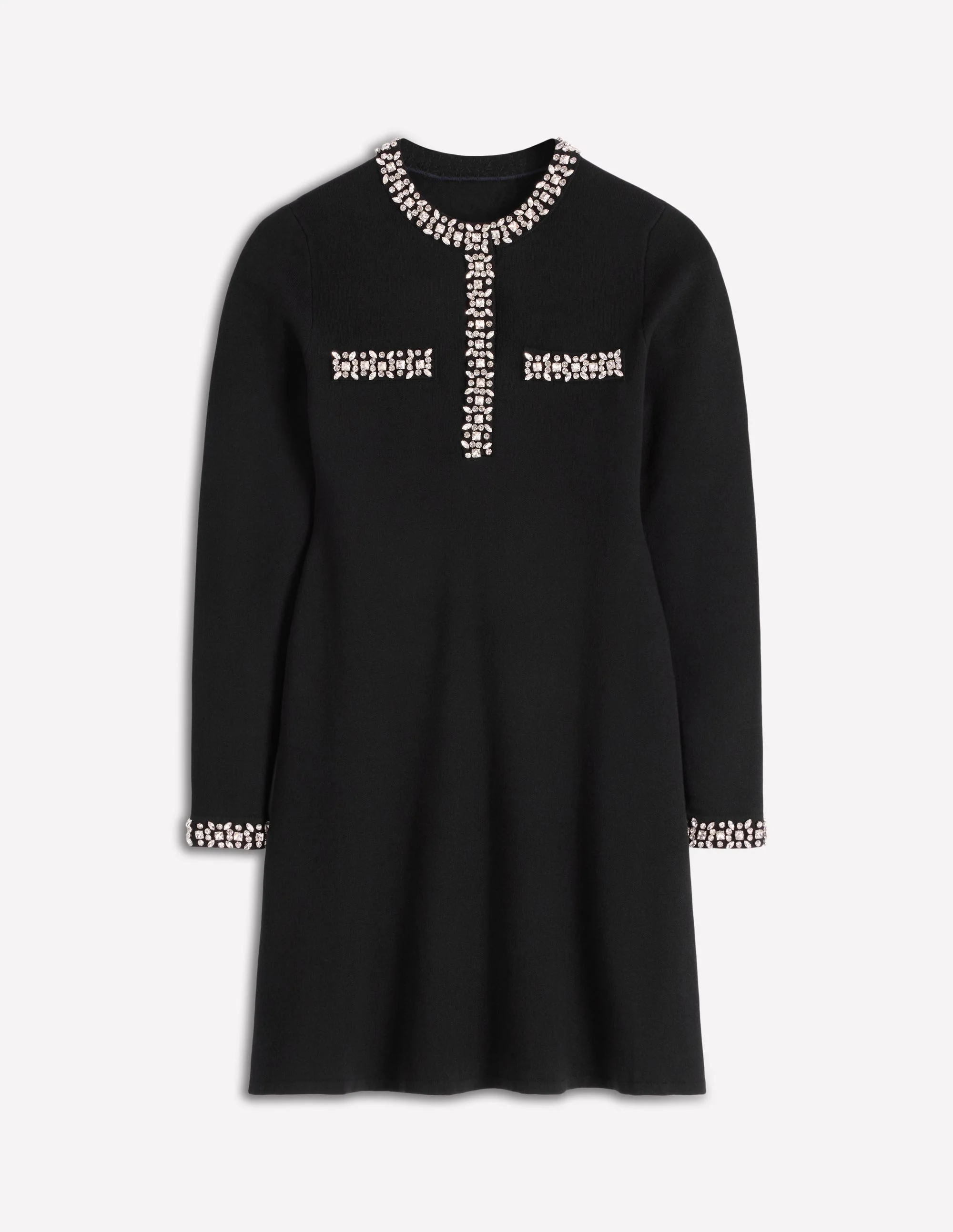 Verziertes Strickkleid-Schwarz - Image 6