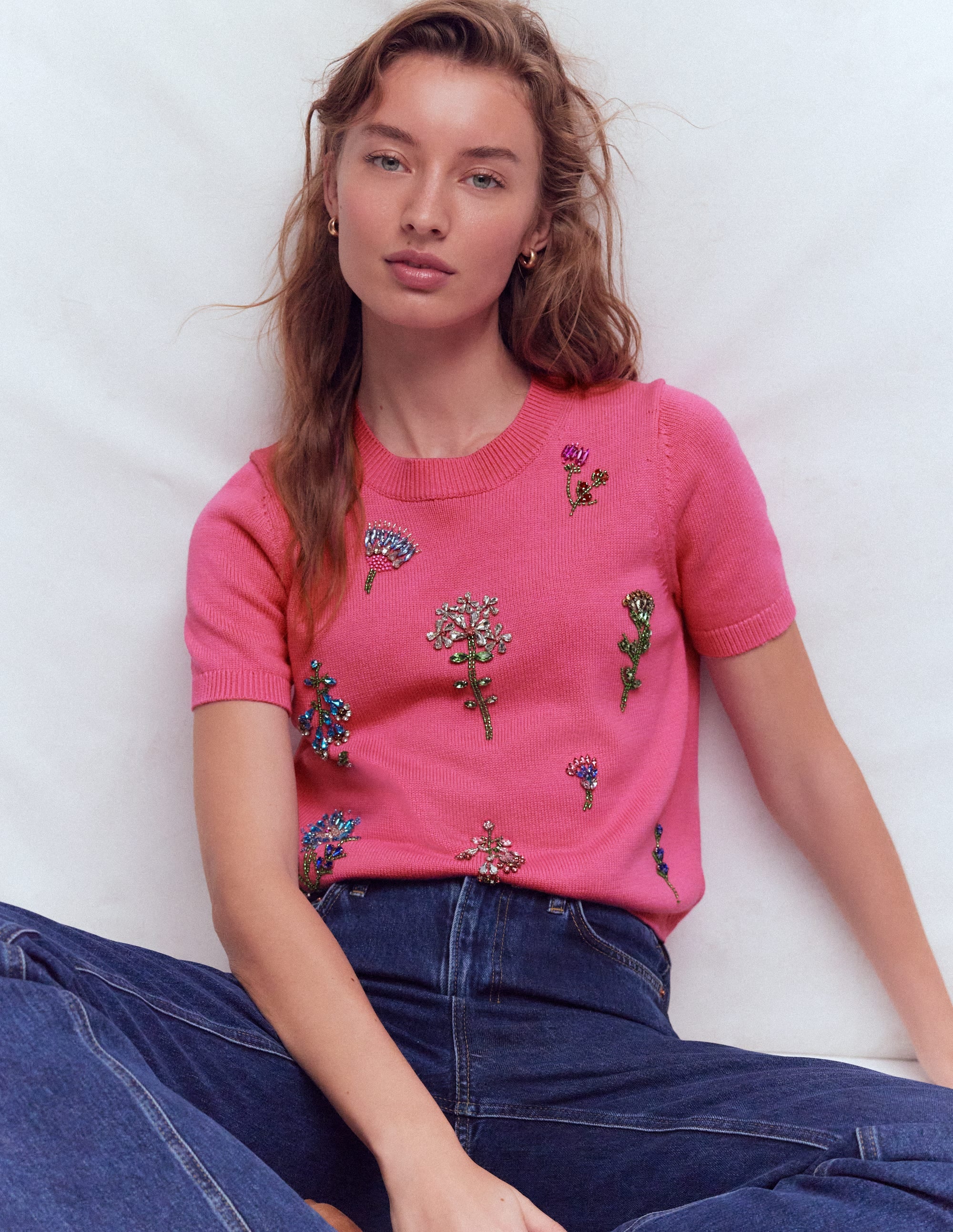 Verziertes T-Shirt-Kräftiges Rosa