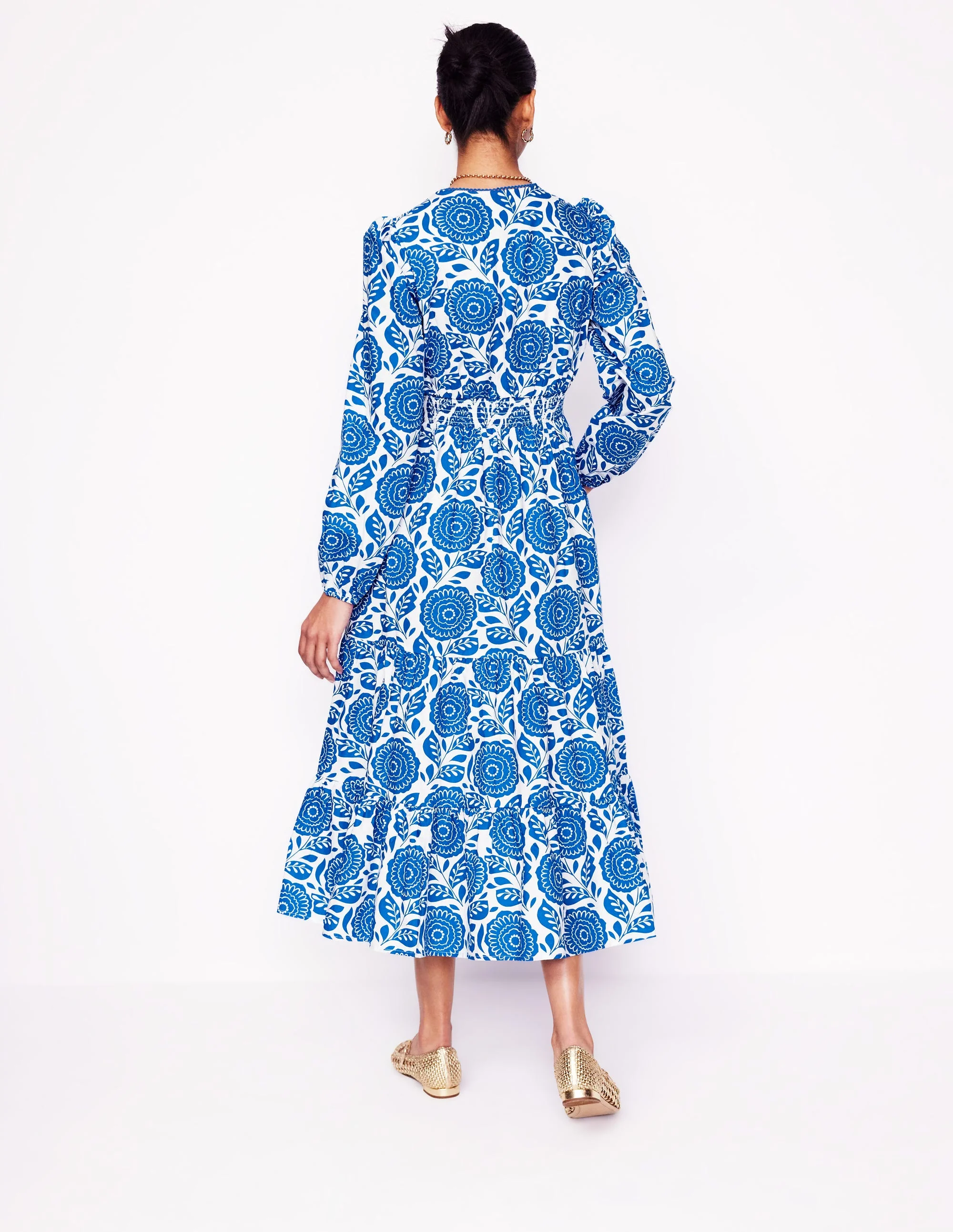 Violet Midikleid-Galerie-Blau, Dahlienstempel - Image 3