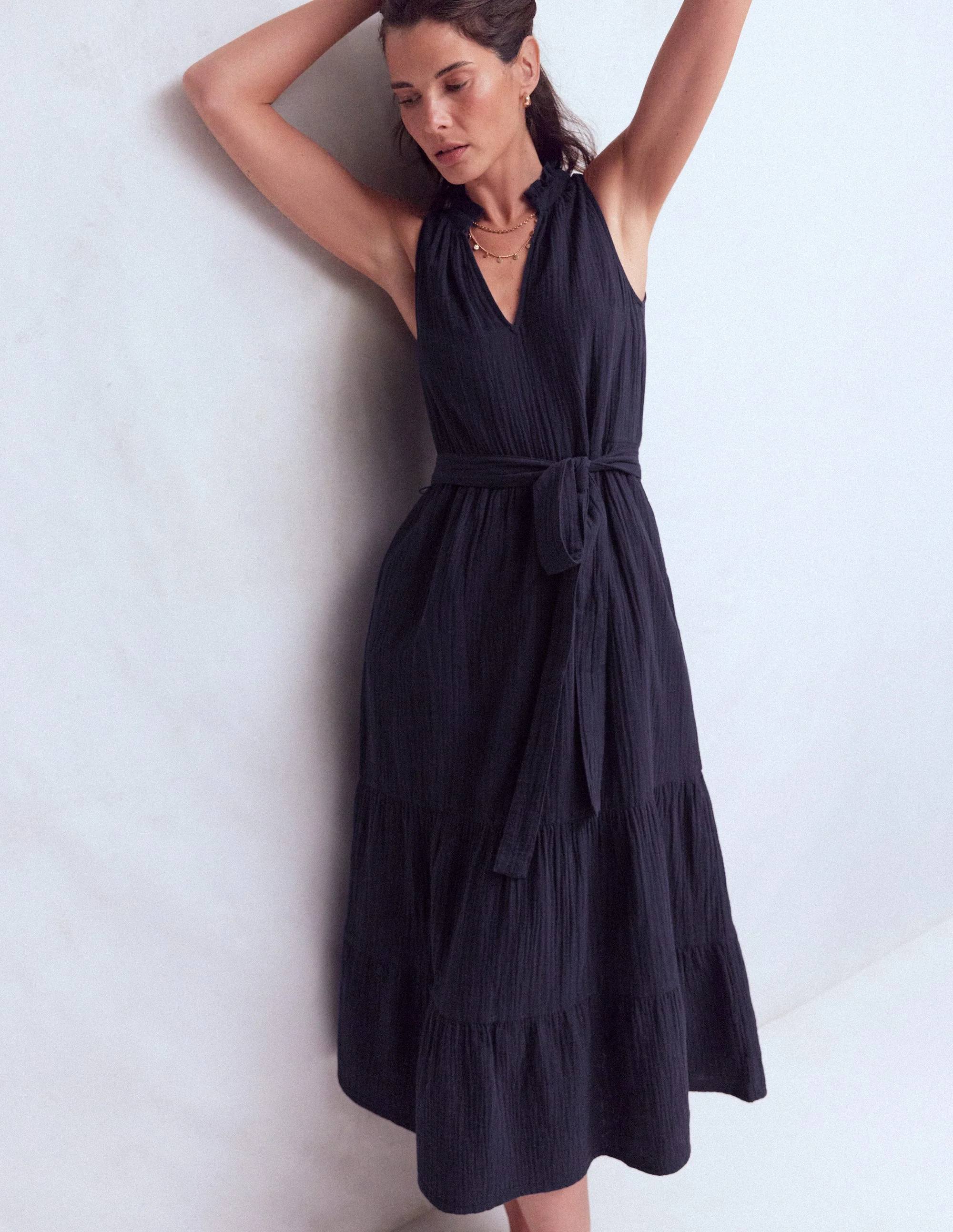 Viv Doppeltuch-Maxikleid-Marineblau - Image 5