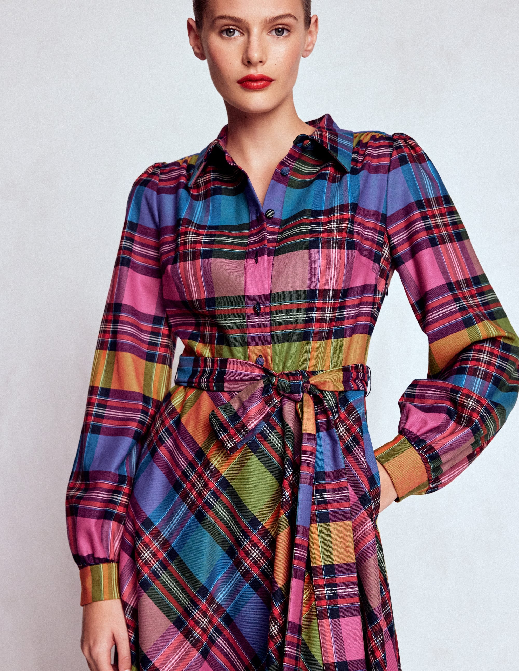 Vivienne Kariertes Midikleid-Bunt, Deckenkaro - Image 2