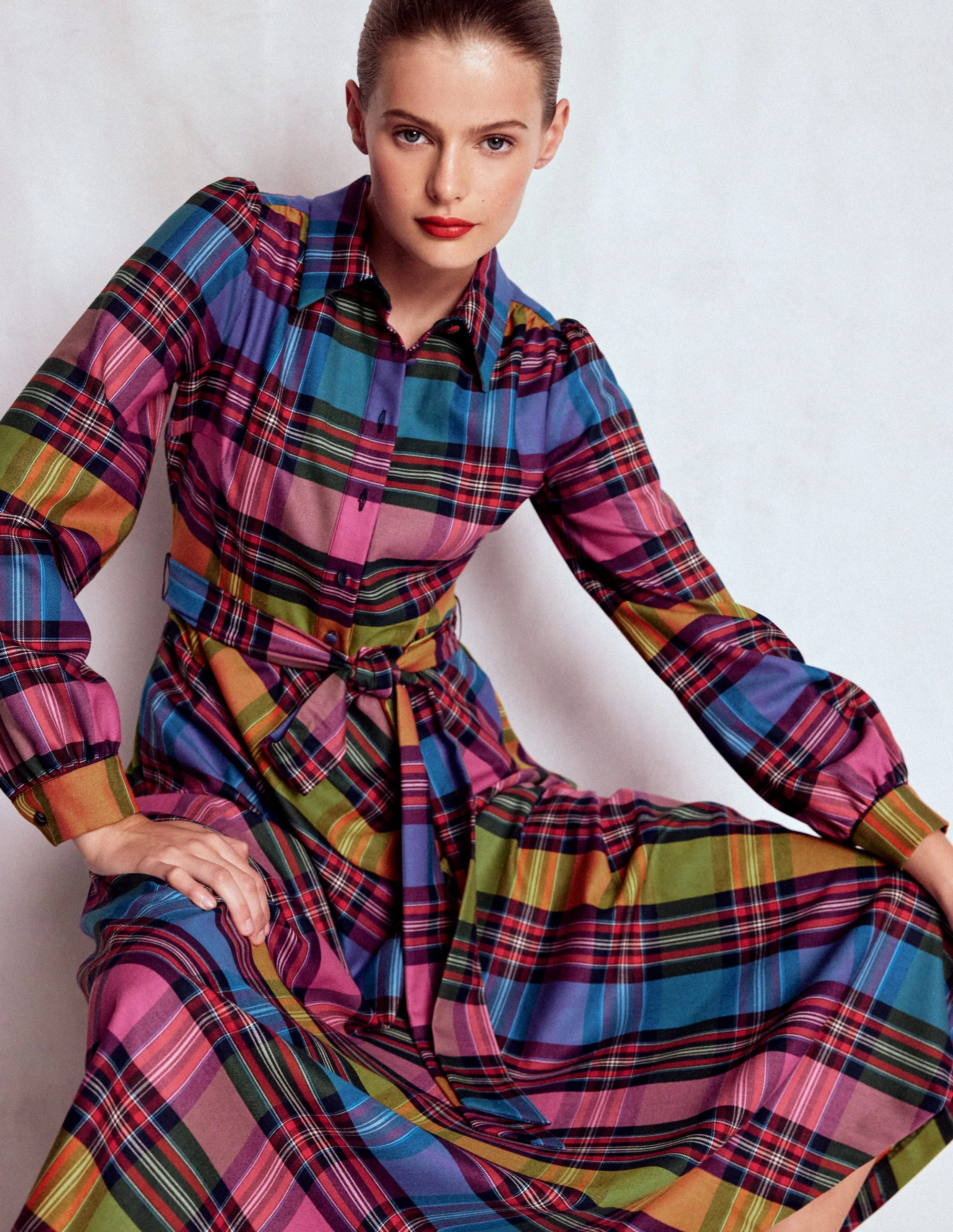 Vivienne Kariertes Midikleid-Bunt, Deckenkaro - Image 3
