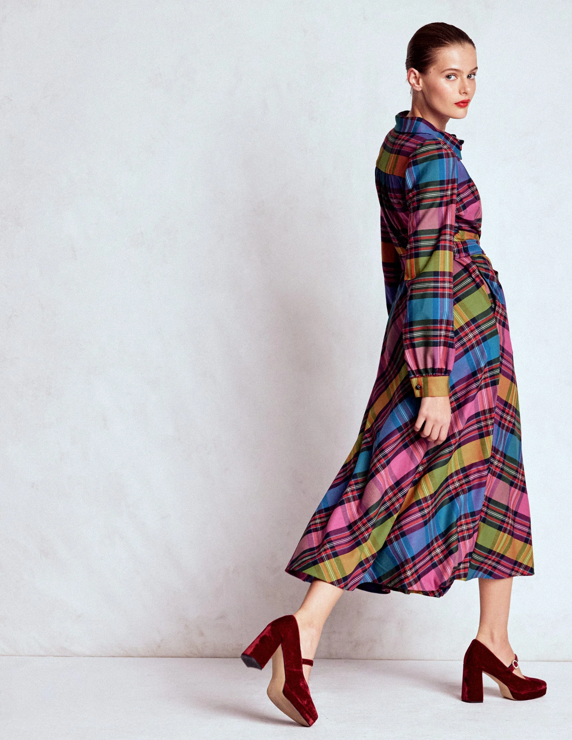 Vivienne Kariertes Midikleid-Bunt, Deckenkaro - Image 4