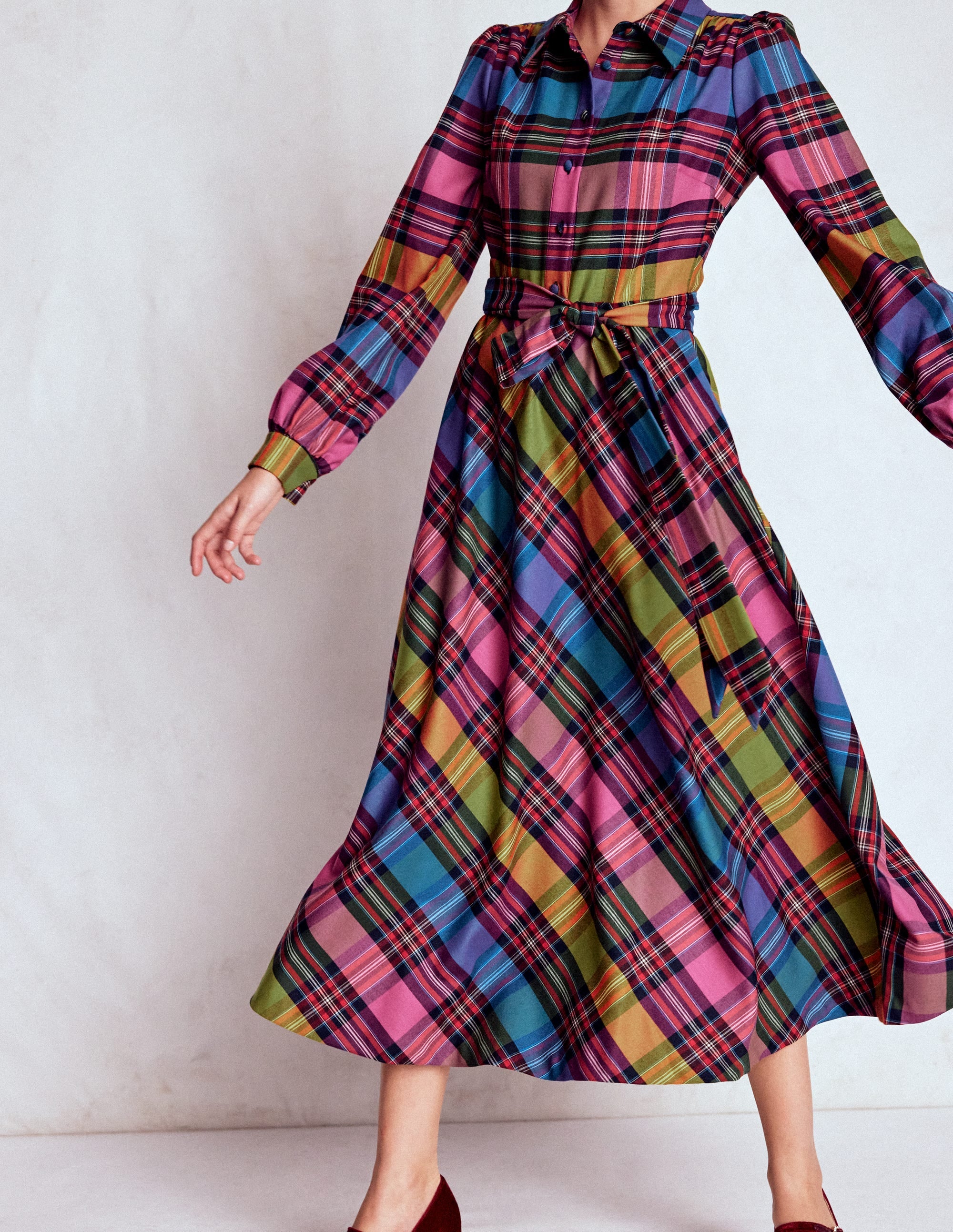 Vivienne Kariertes Midikleid-Bunt, Deckenkaro - Image 5