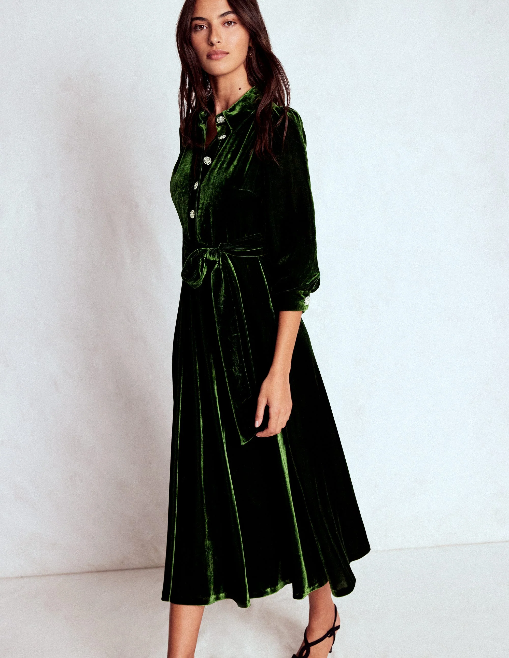 Vivienne Midikleid aus Samt-Grüne Fichte - Image 4