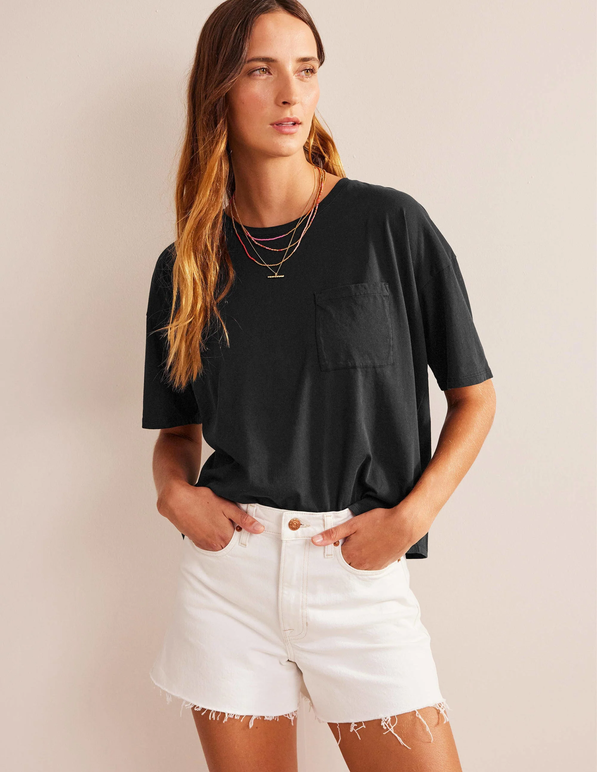 Vorgewaschenes Oversize-T-Shirt-Schwarz