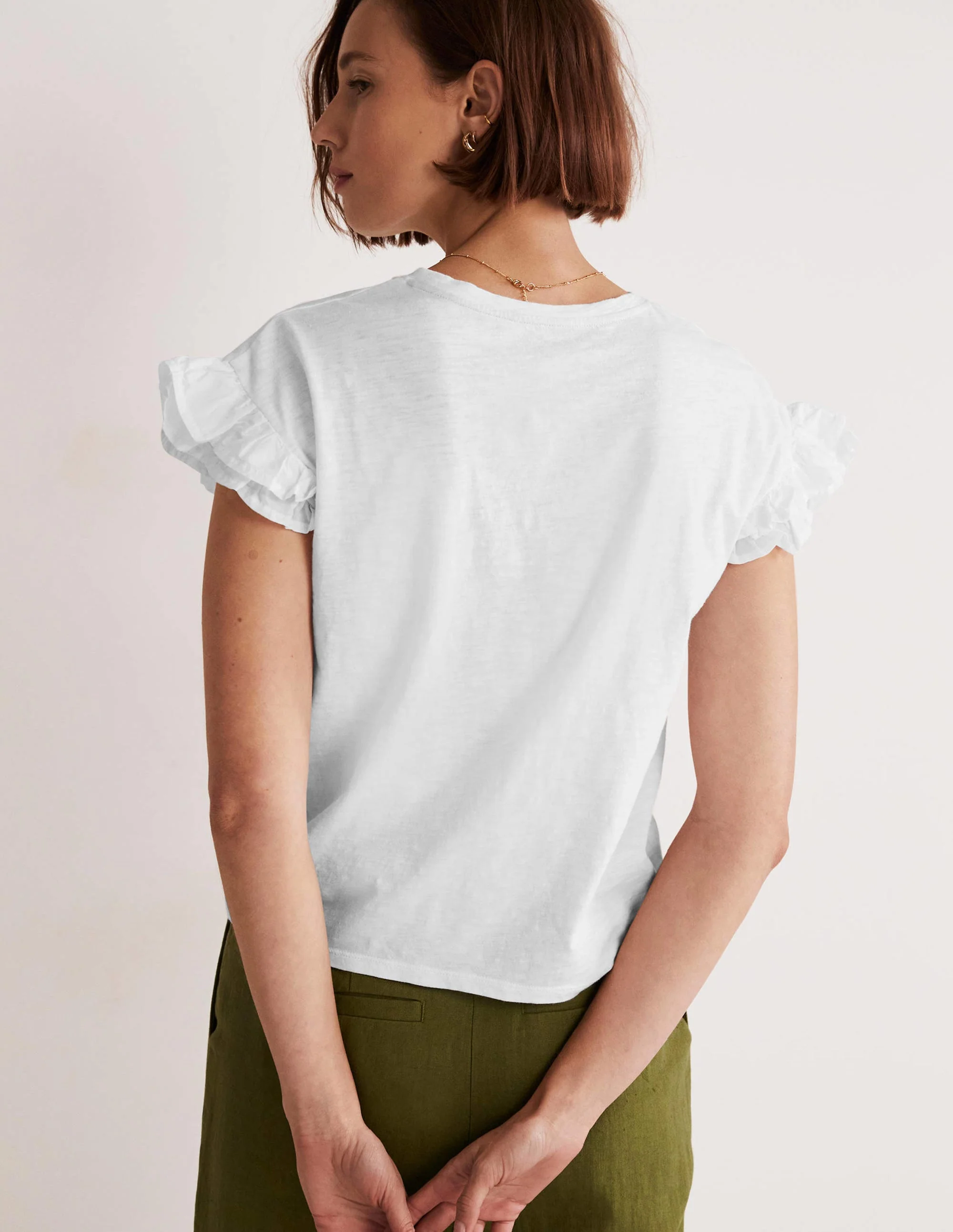 Web-T-Shirt mit Rüschenärmeln-Weiß - Image 3