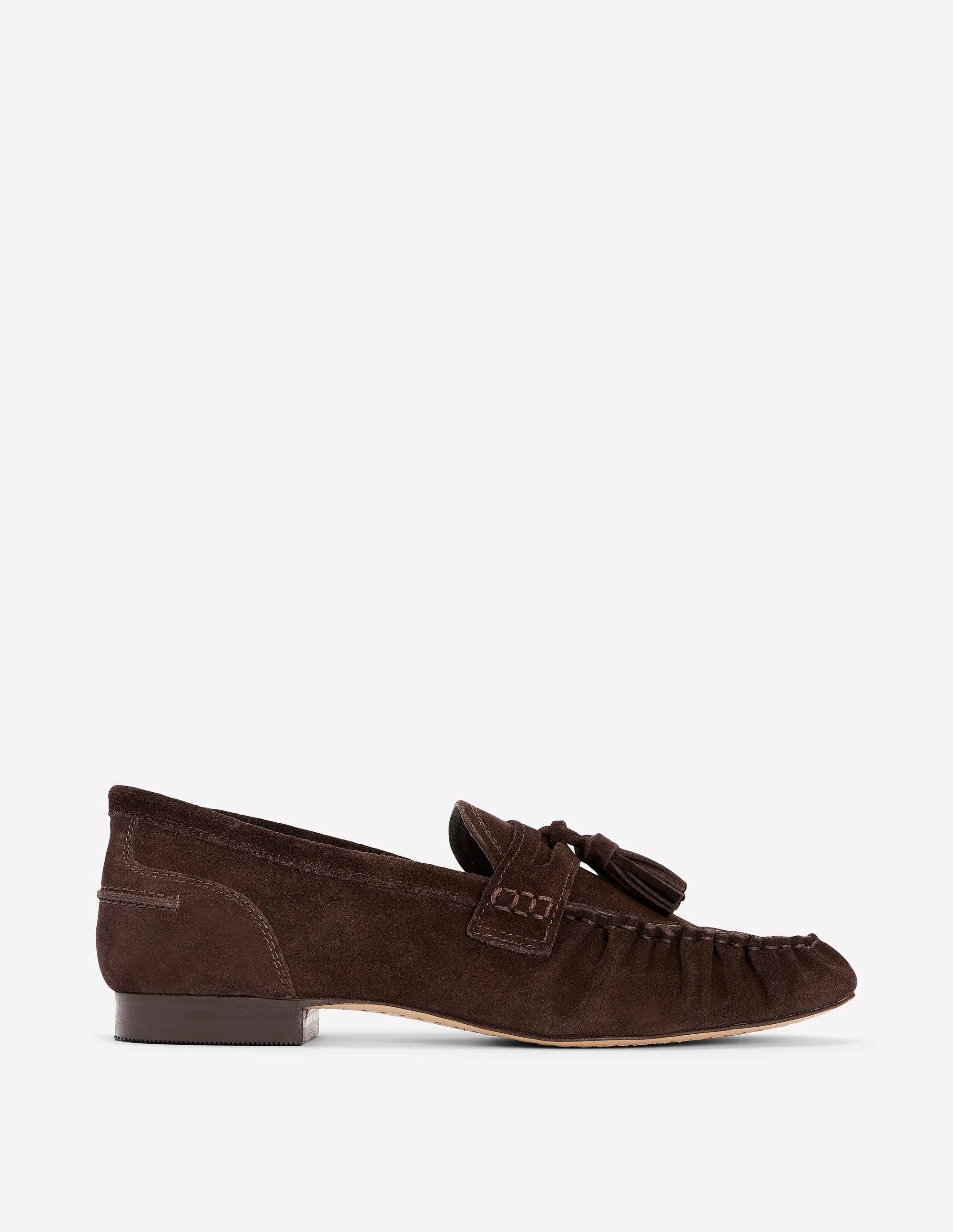 Weiche, geraffte Loafer-Schoko